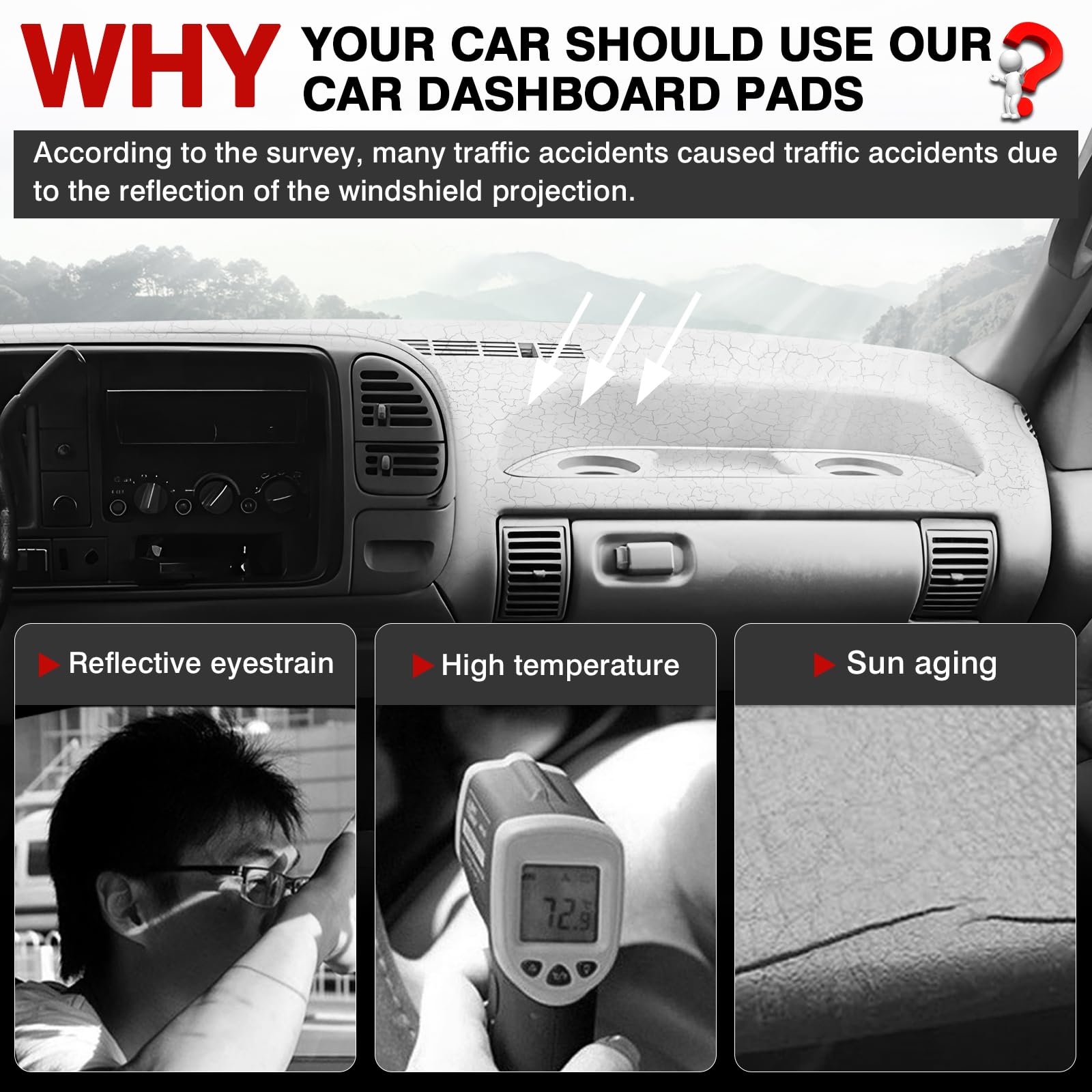 Autorder Dashboard Cover Mat For 1995 1996 Chevy Chevrolet Silverado C/K 1500 2500 3500&Tahoe&Suburban/Gmc Sierra&Yukon Pickup T