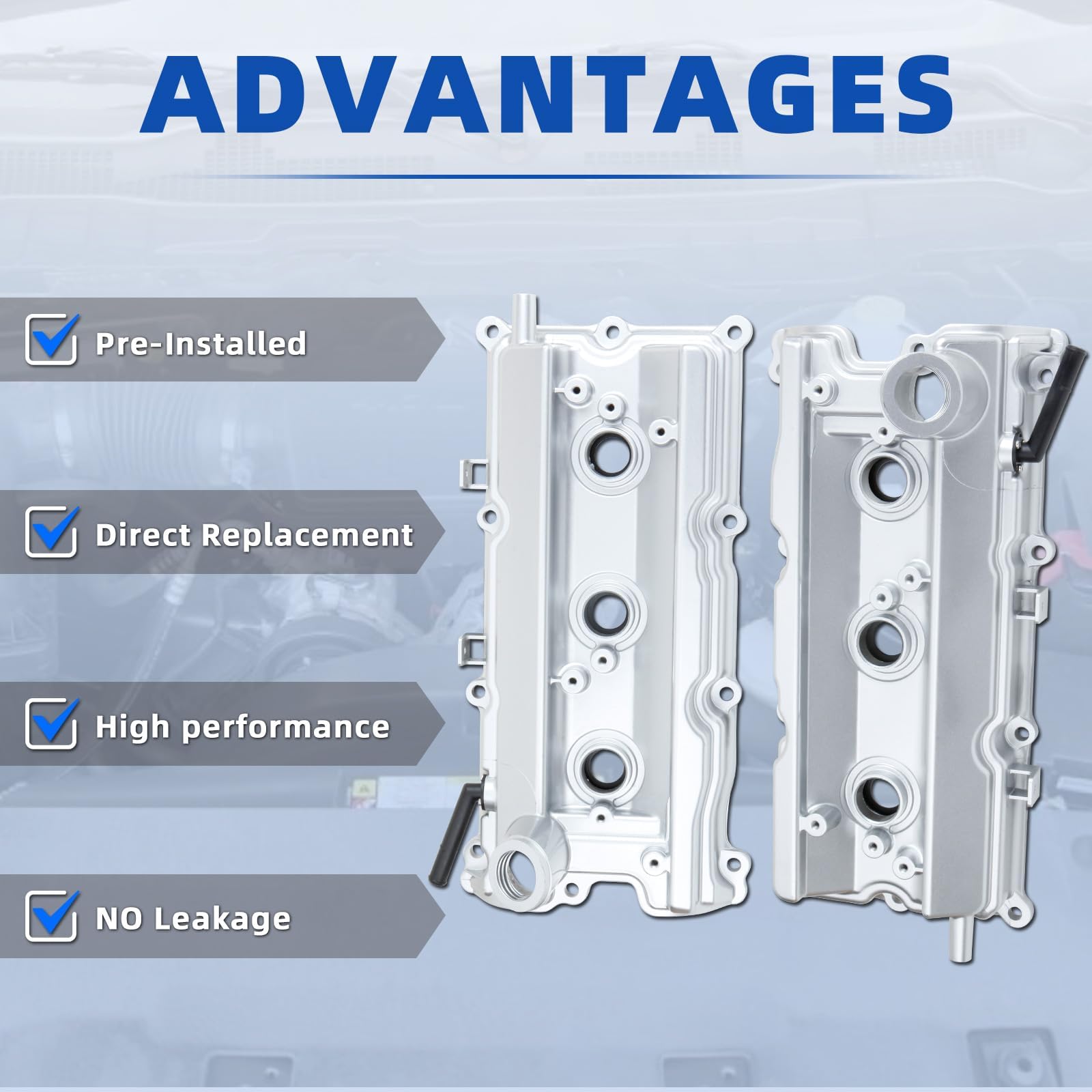 Mitzone Upgrade Vq35De Left And Right Aluminum Valve Cover With Tube Compatible With Infiniti G35 M35 Fx35 For Nissan 350Z 2003-