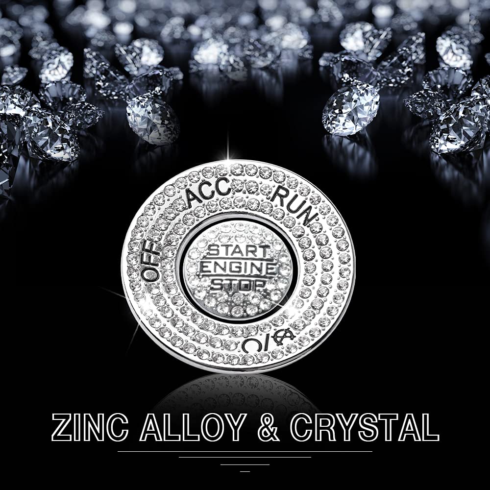 1797 For Jeep Wrangler Jl Accessories Gladiator Jt 2018 2019 2020 2021 2022 Bling Push Start Button Cover Engine Start Stop Button Cap Ring Sticker Trim Silver Crystal Pack Of 2