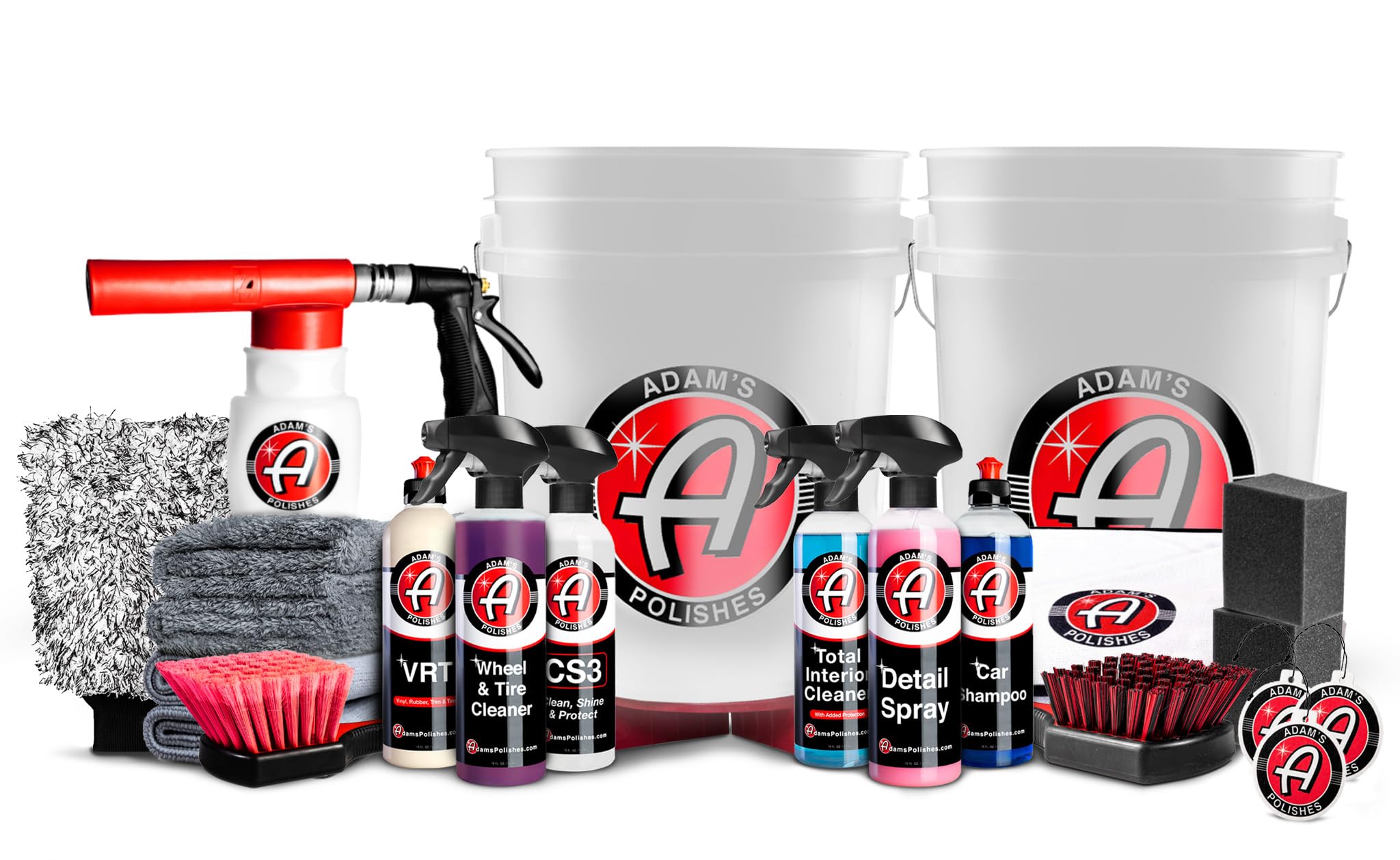 Adam'S Essential Car Wash Kit (24-Item) - Auto Detailing Car Care Cleaning Kit With Foam Gun & Bucket Car & Truck Lovers, Dads,