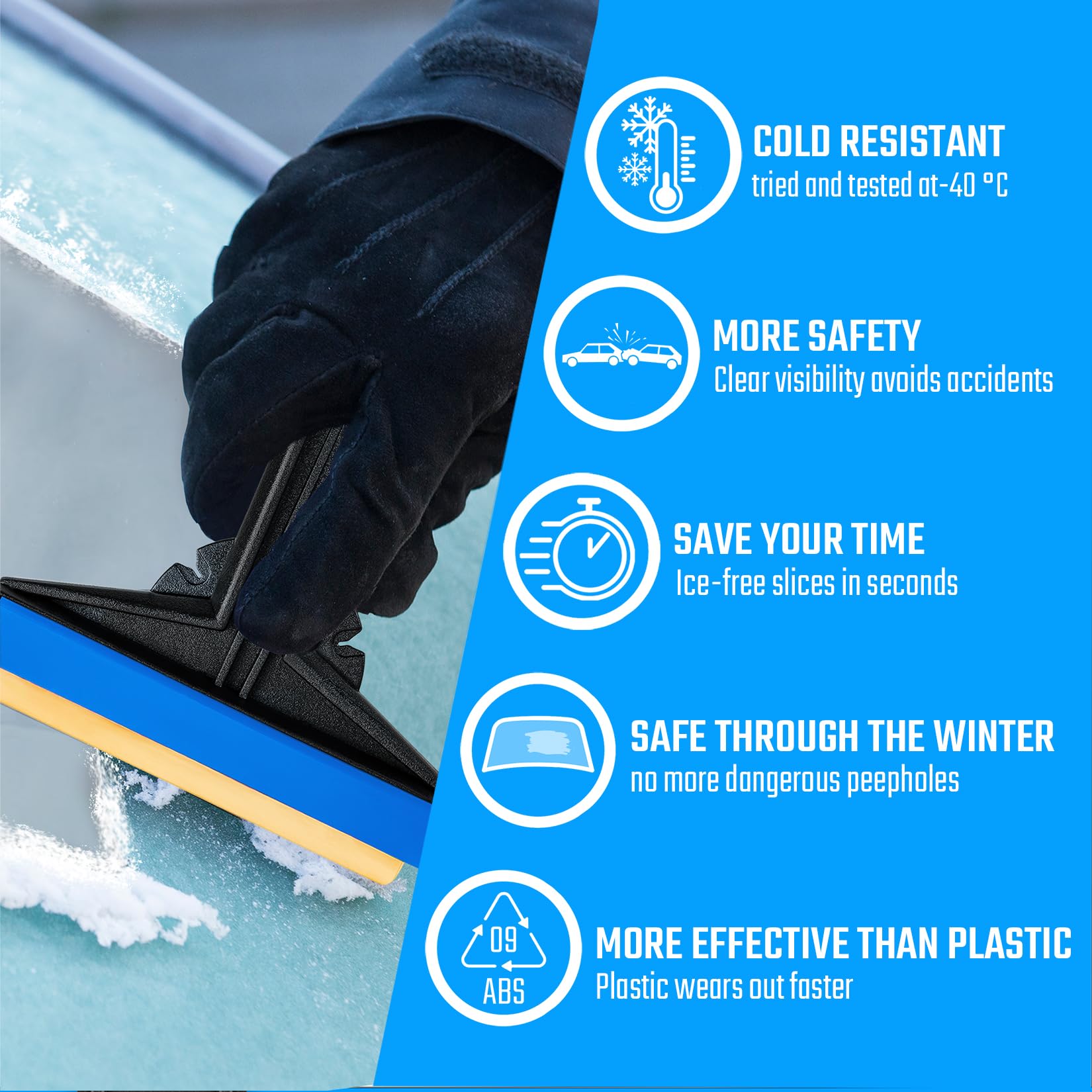 Car Ice Scraper Brass Blade - fast, easy & efficient - [ 2 Pack ] Brass Ice Scraper for Car - Ice Scrapers for Car Windshield Ic