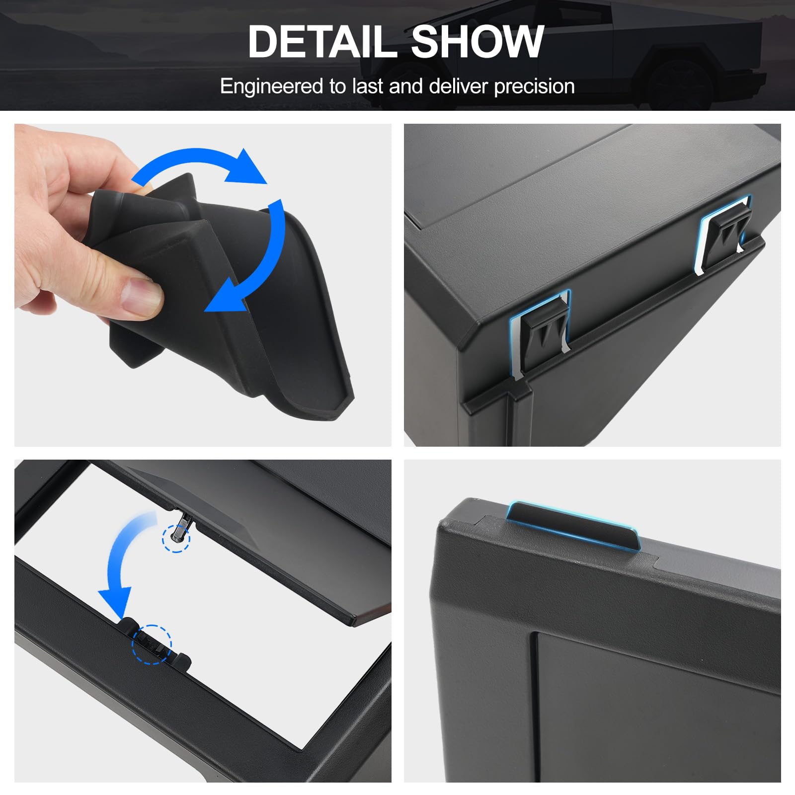Elecfresh Door Built-in Hidden Storage Organizer for Cybertruck Accessories, Both Driver and Passenger Side Door Garbage Tray wi