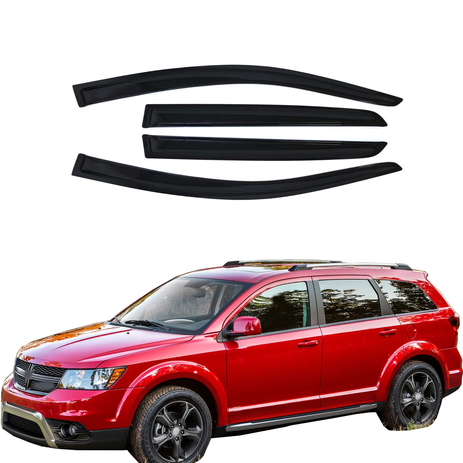Gldifa Window Visors Compatible With 2009-2016 Dodge Journey Sun/Rain Guards Wind Deflector 4Pc