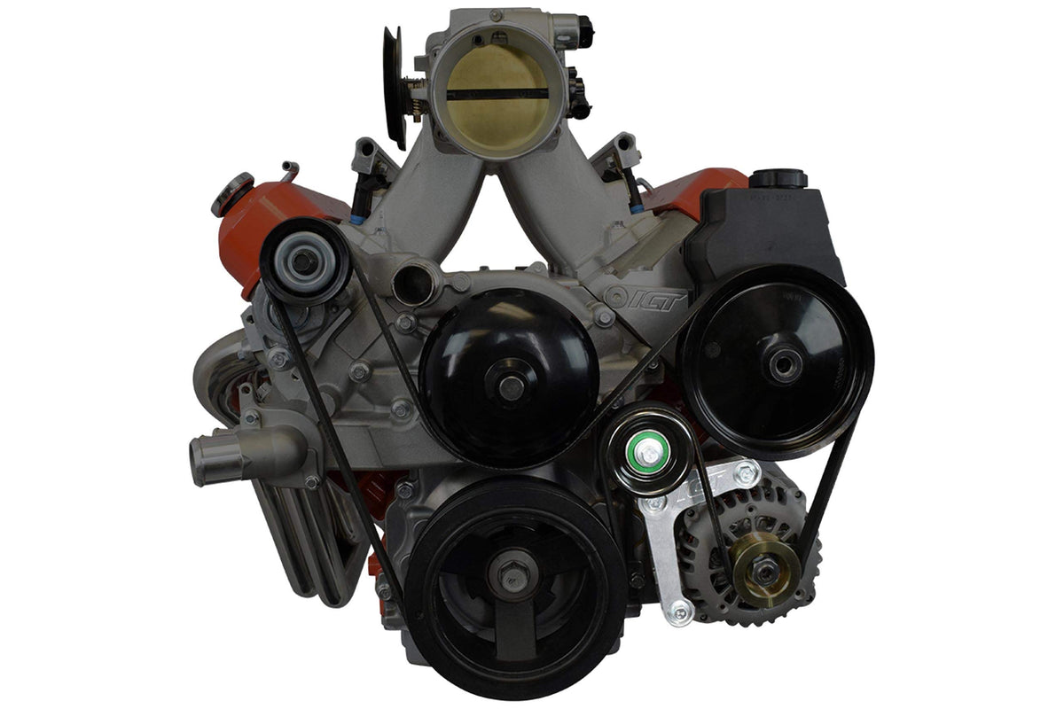 Ict Billet Ls Alternator Bracket Complete W/Idler Pulley Factory Low Mount Compatible With Chevy Camaro Gto Cnc Machined Aluminu