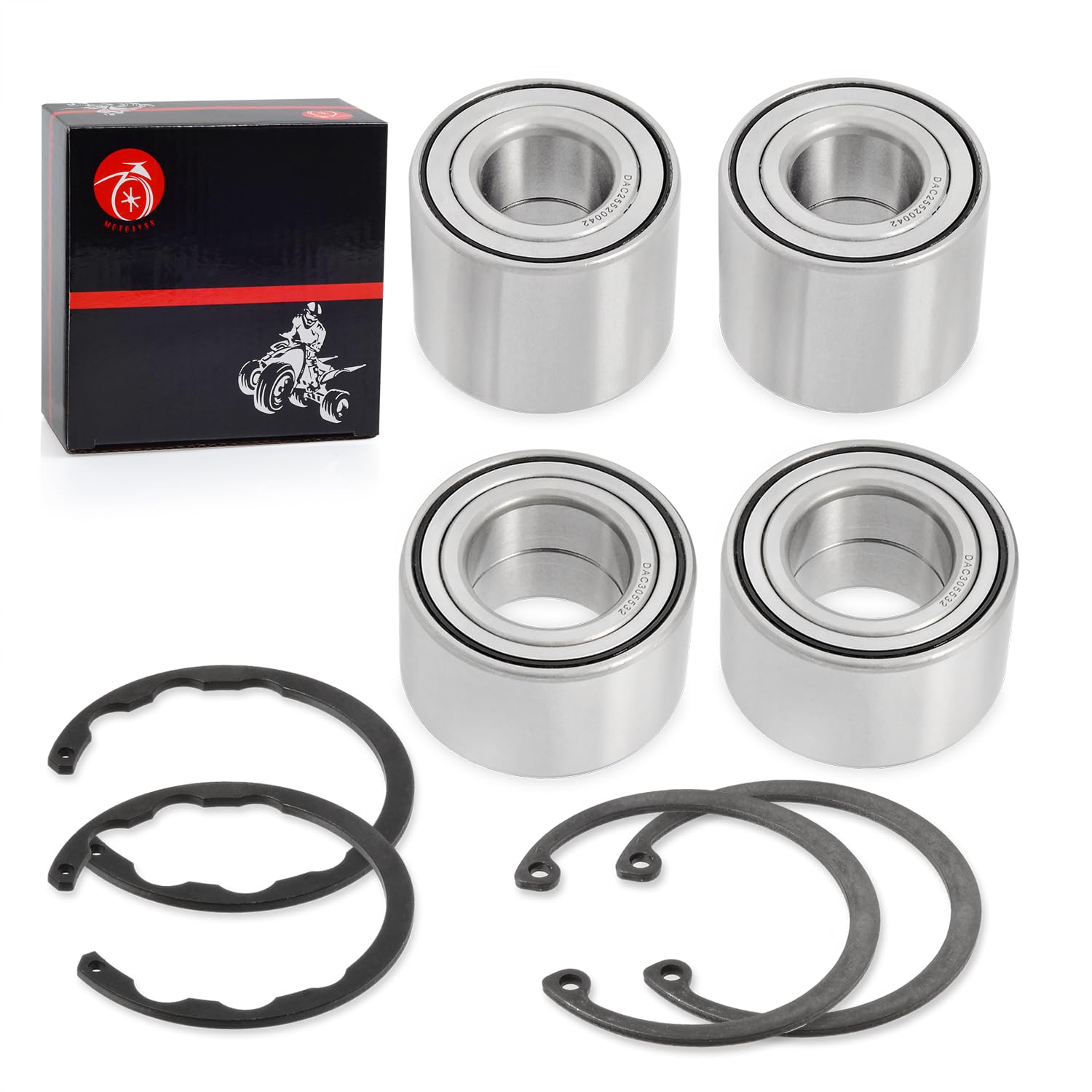 Wheel Bearing Front & Rear + Circlip For Kawasaki Teryx 750 Krf750 4X4 2008-2013 2Pcs-30X55X32 2Pcs-52X42X25 Heavy Duty Wheel Bearing