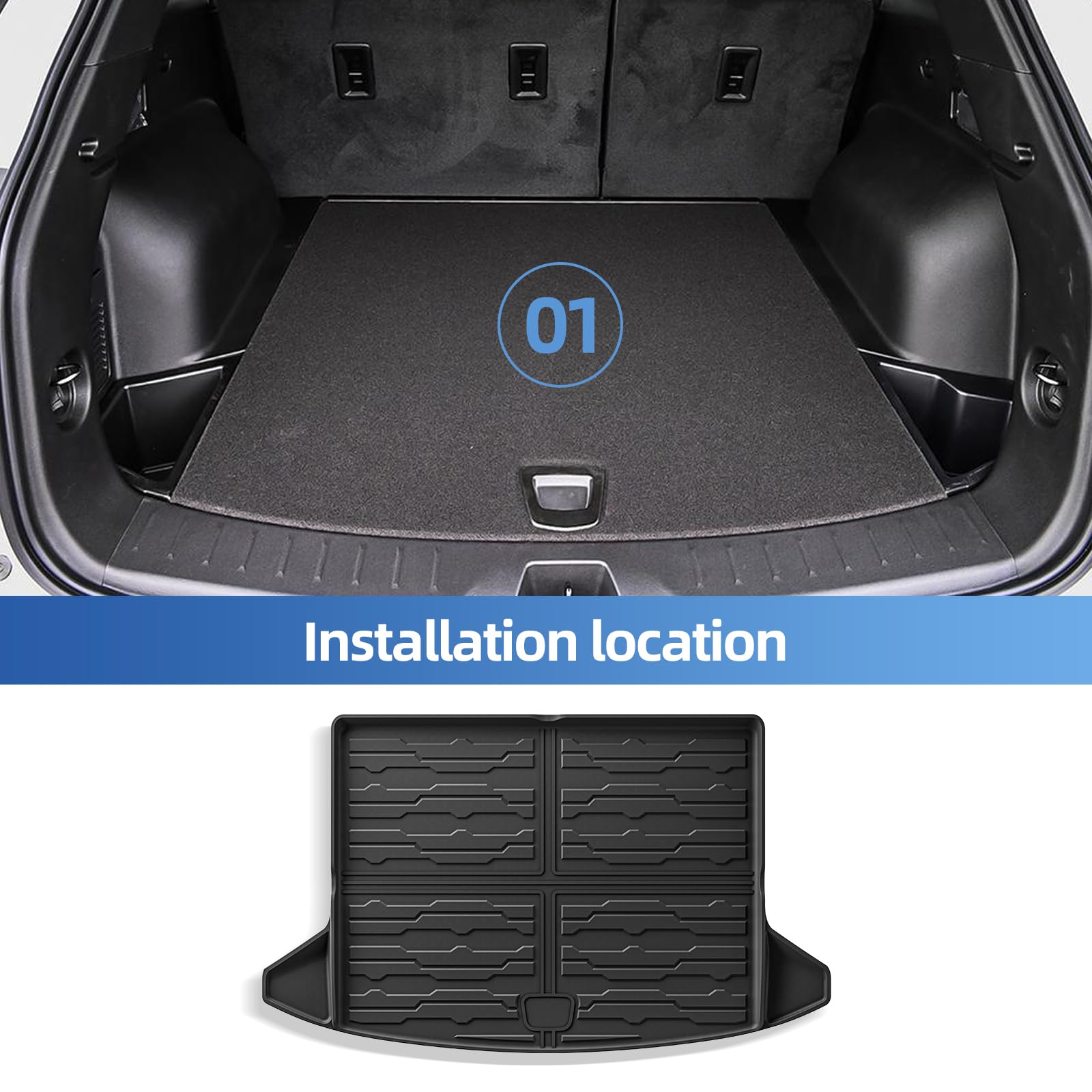 Smabee Fit For 2024 2025 Chevrolet Chevy Blazer Ev & Honda Prologue Cargo Liner All Weather Trunk Mat For Blazer Ev Prologue 2025 Accessories Tpe Protective Pad All Season Cargo Mat Interior Black