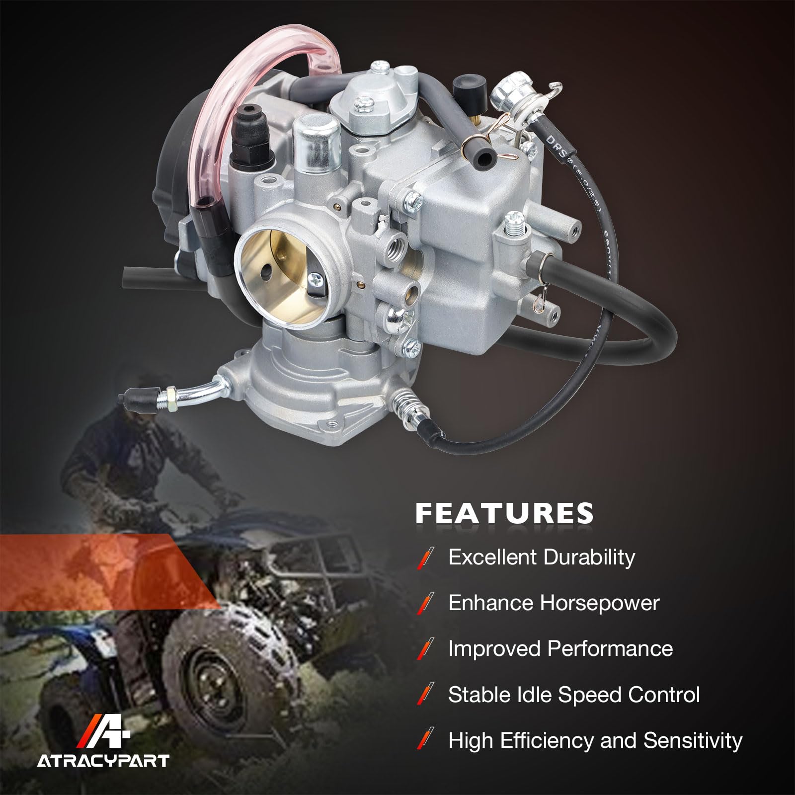 Carburetor Compatible With Yamaha Bruin Big Bear Wolverine Kodiak Grizzly 250 350 400 450 Yfm 4X4 Atv Intake Boot Joint And Thro