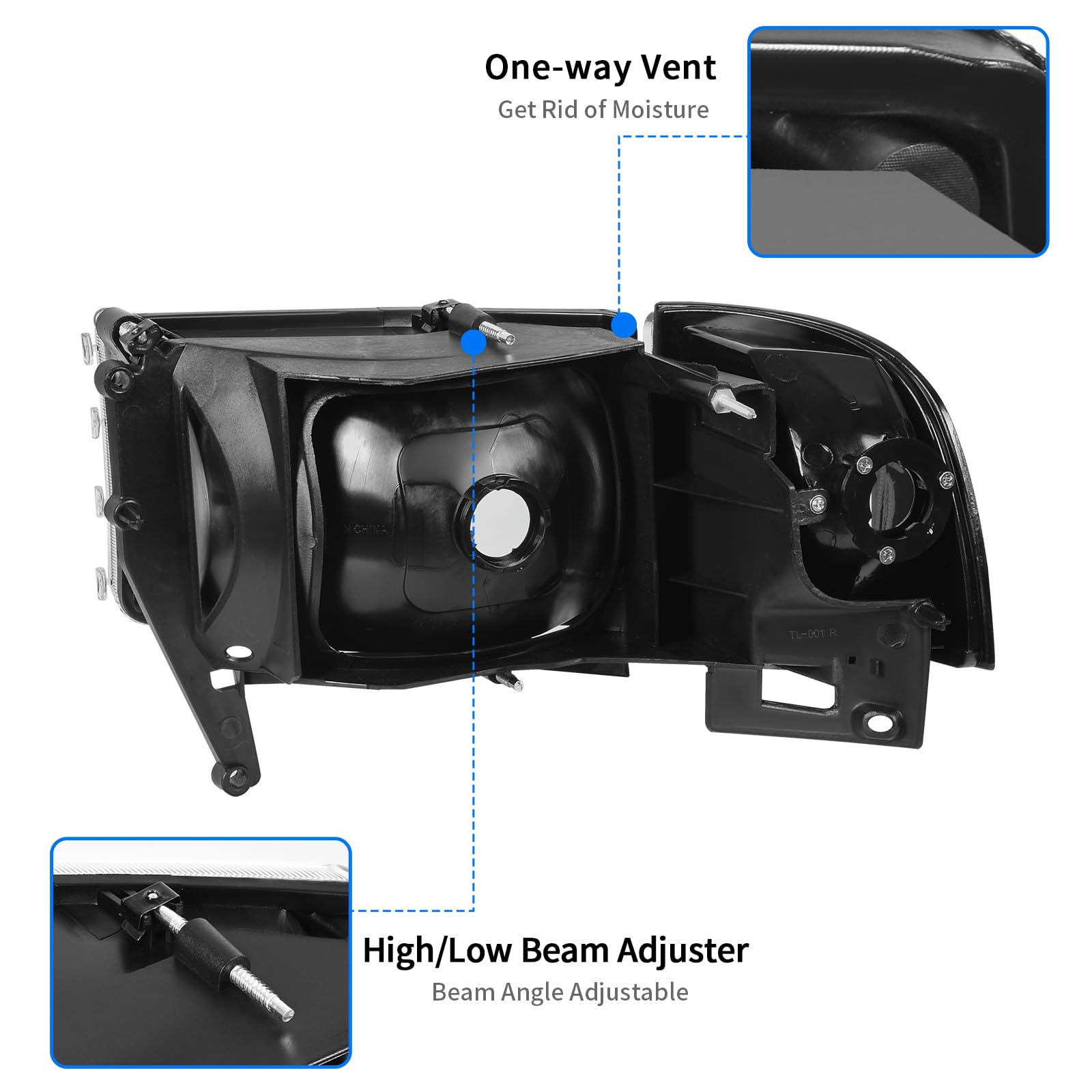 Dwvo Headlights Assembly Compatible With 1994-2001 Dodge Ram 1500/1994 1995 1996 1997 1998 1999 2000 2001 2002 Dodge Ram 2500 35