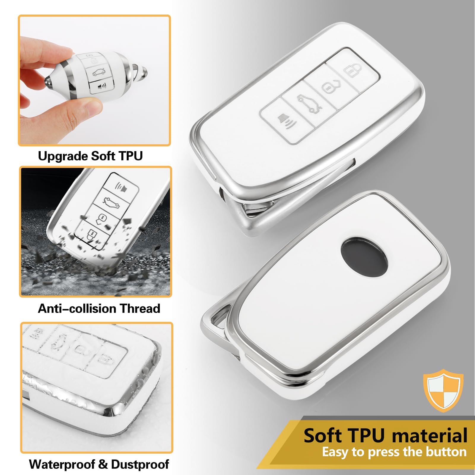 Ctrinews For Lexus Key Fob Cover With Metal Braided Keychain, Upgraded Soft Case For Gs Gs-F Es Is Is-F Rc Rc-F Nx Lx570 Rx350/4