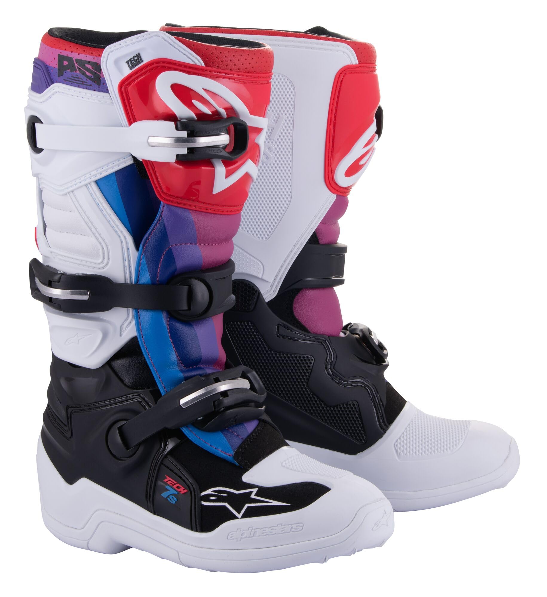 Alpinestars 2015017-289-3: Tech 7S Boots Wht/Blk/Rainbow Sz 3