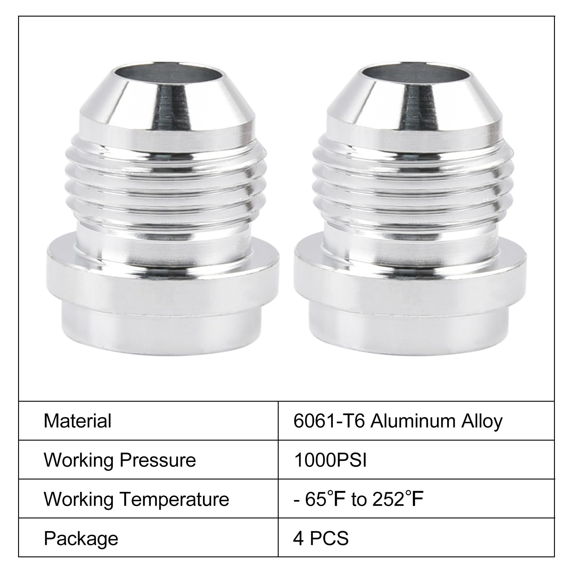 EVIL ENERGY 8AN Male Weld on Bung Fitting Aluminum 4PCS