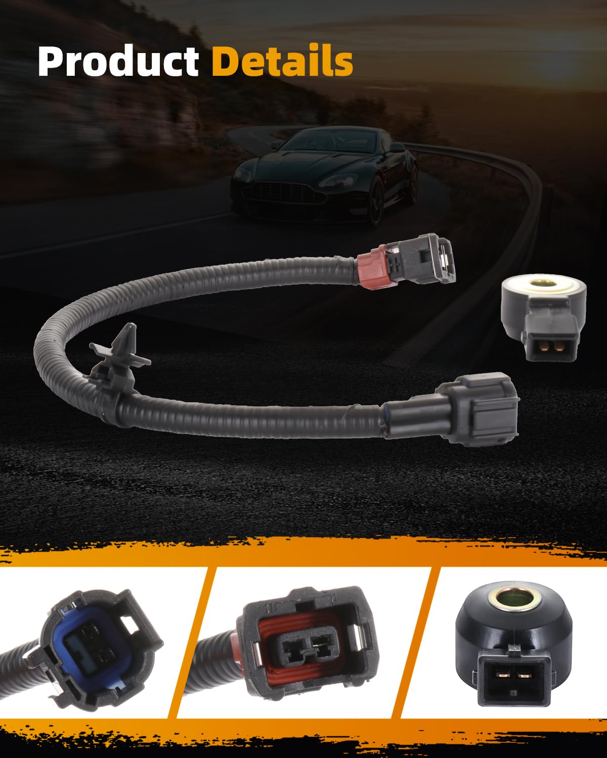 ROADFAR Detonation Knock Sensor with Harness 2206030P00 Fit for Infiniti G20 I30 J30 Q45 QX4,for Mercury Villager,for Nissan 200