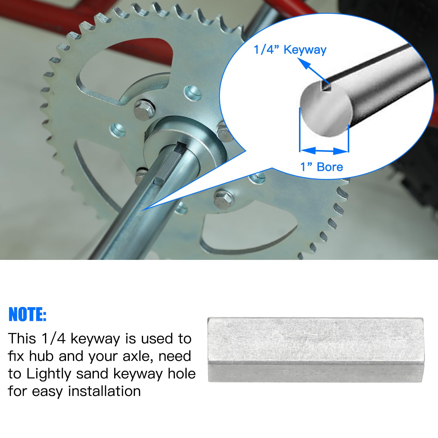 Yoxufa 40/41/420 Chain 48 Tooth Sprocket With 1' Bore 1/4 Keyway Go Kart Sprocket Hub Parts