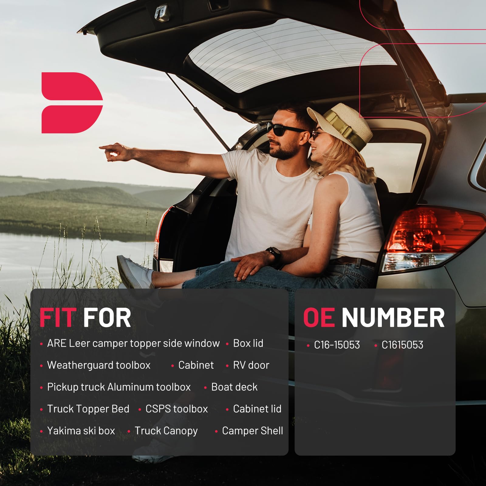 Bdfhyk C16-15208 12Inch/20Lbs (89N) Gas Shocks Struts Lift Support For Leer Are Camper Shell Topper Rear Window Bed Cover, Cabin