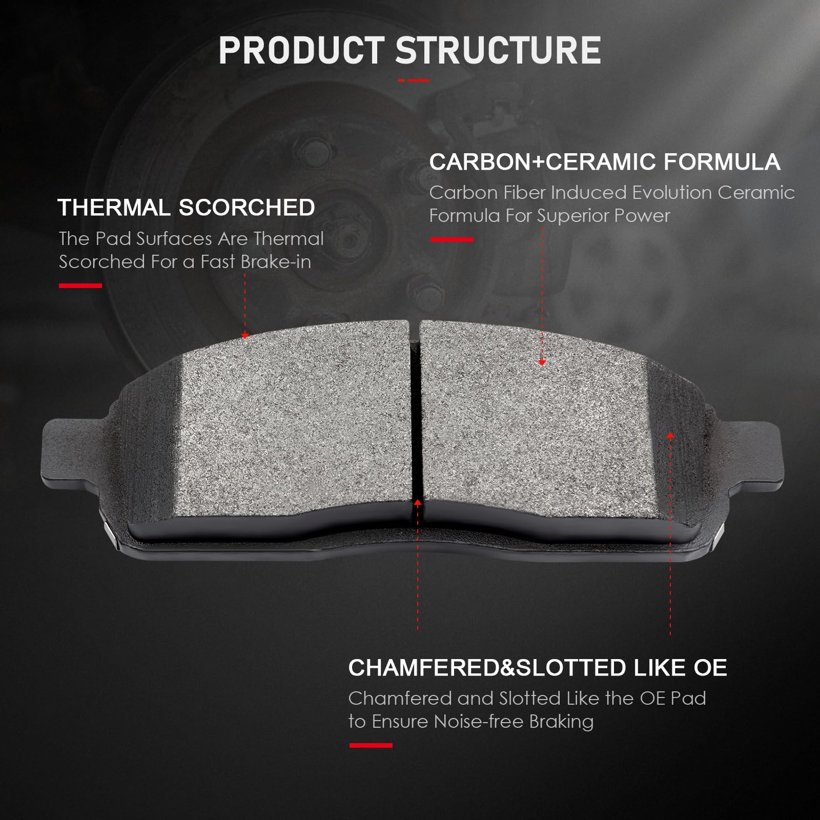 Cciyu D1083 4Pcs Front Ceramic Brake Pads Kits 2004-2009 For Ford For F-150,2006-2008 For Lincoln Mark Lt