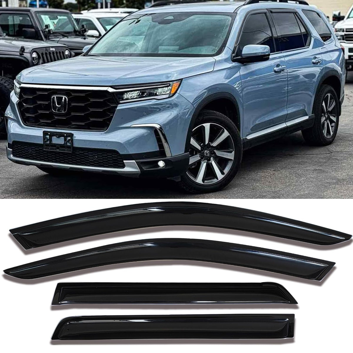 TONOYTIM Window Visors Rain Guards Vent Deflectors for 2023-2024 Honda Pilot SUV Wind Sun Shade Side Car Accessories 4-Pieces Se