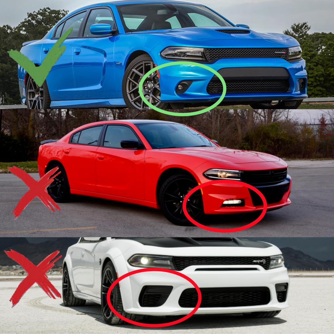 NEESPOC Front Bumper Lip Splitter for Dodge Charger SRT/RT 2015-2023, Carbon Fiber Style, ABS Plastic, 4pcs Body Kit Accessories