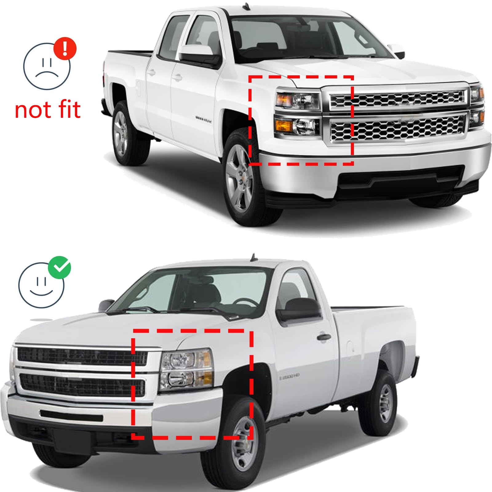 Headlights Assembly For 2007-2013 Chevy Silverado 1500,07-14 Silverado 2500Hd 3500 Headlights Headlamp Pair, Chrome Housing Ambe