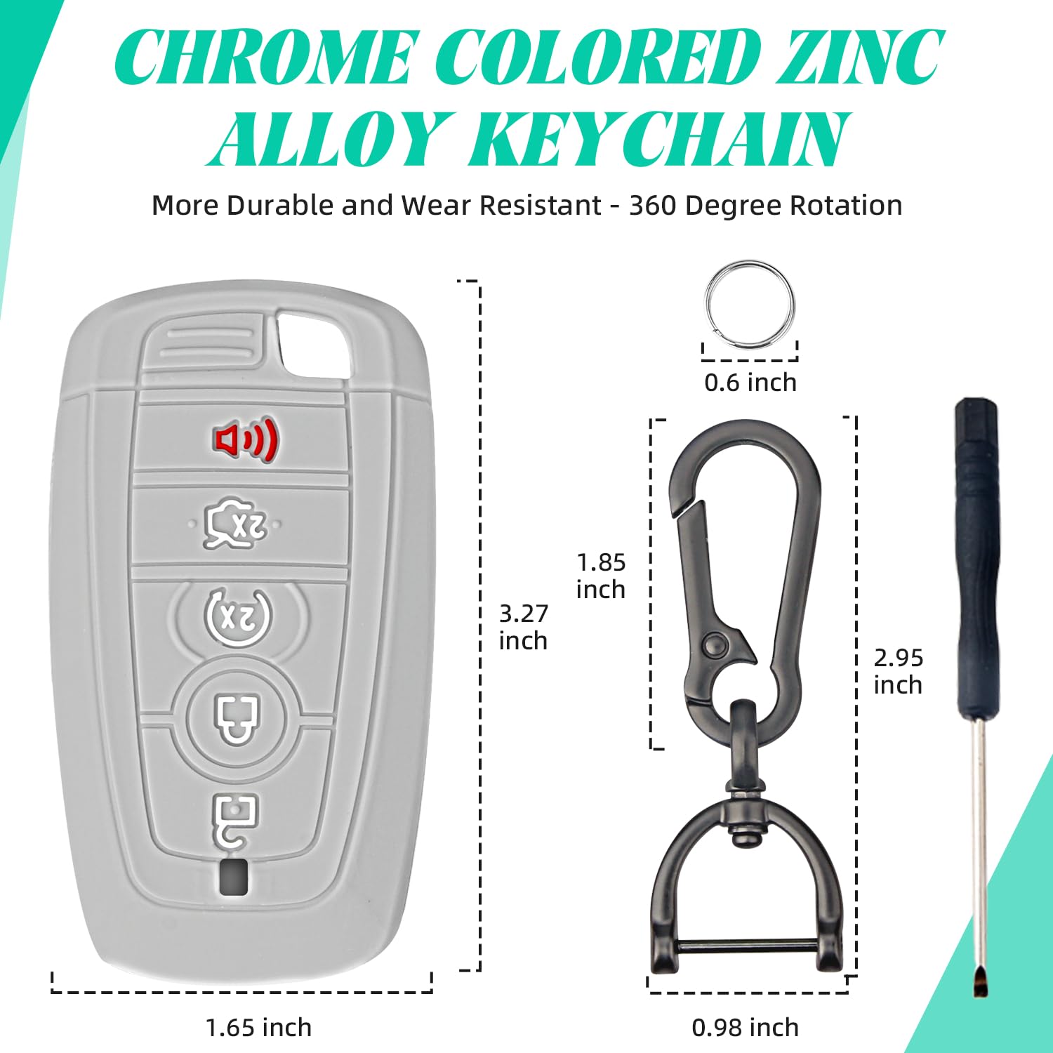 Mild East 2 Pcs Silicone Key Fob Cover For Ford With Keychain, Soft Key Case Shell Full Protection For Explorer Fusion Escape Ed