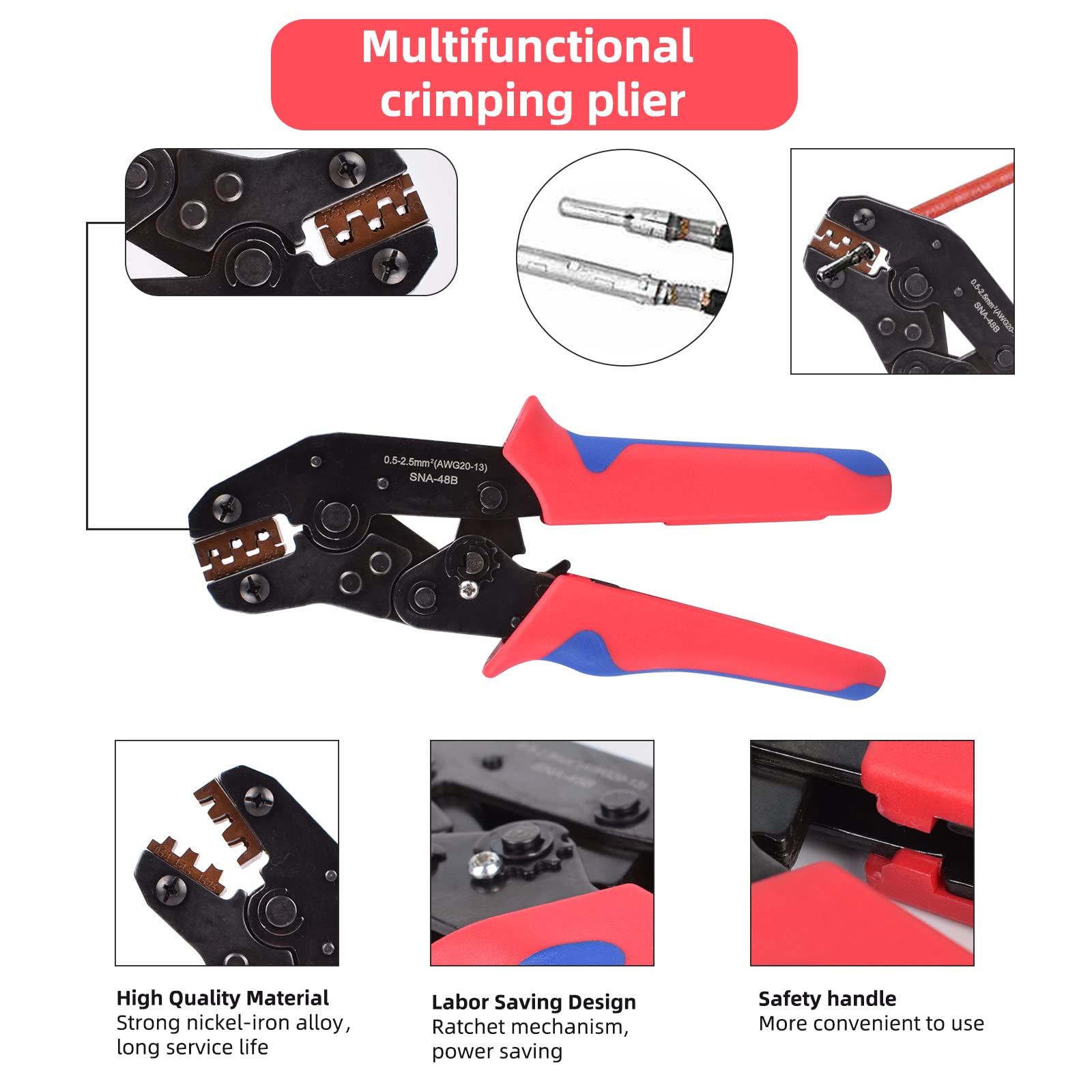 Amliber 709Pcs 43 Kits Waterproof Automotive Wire Connectors With Ratcheting Wire Crimper, 1/2/3/4/5/6 Pin Automotive Electrical