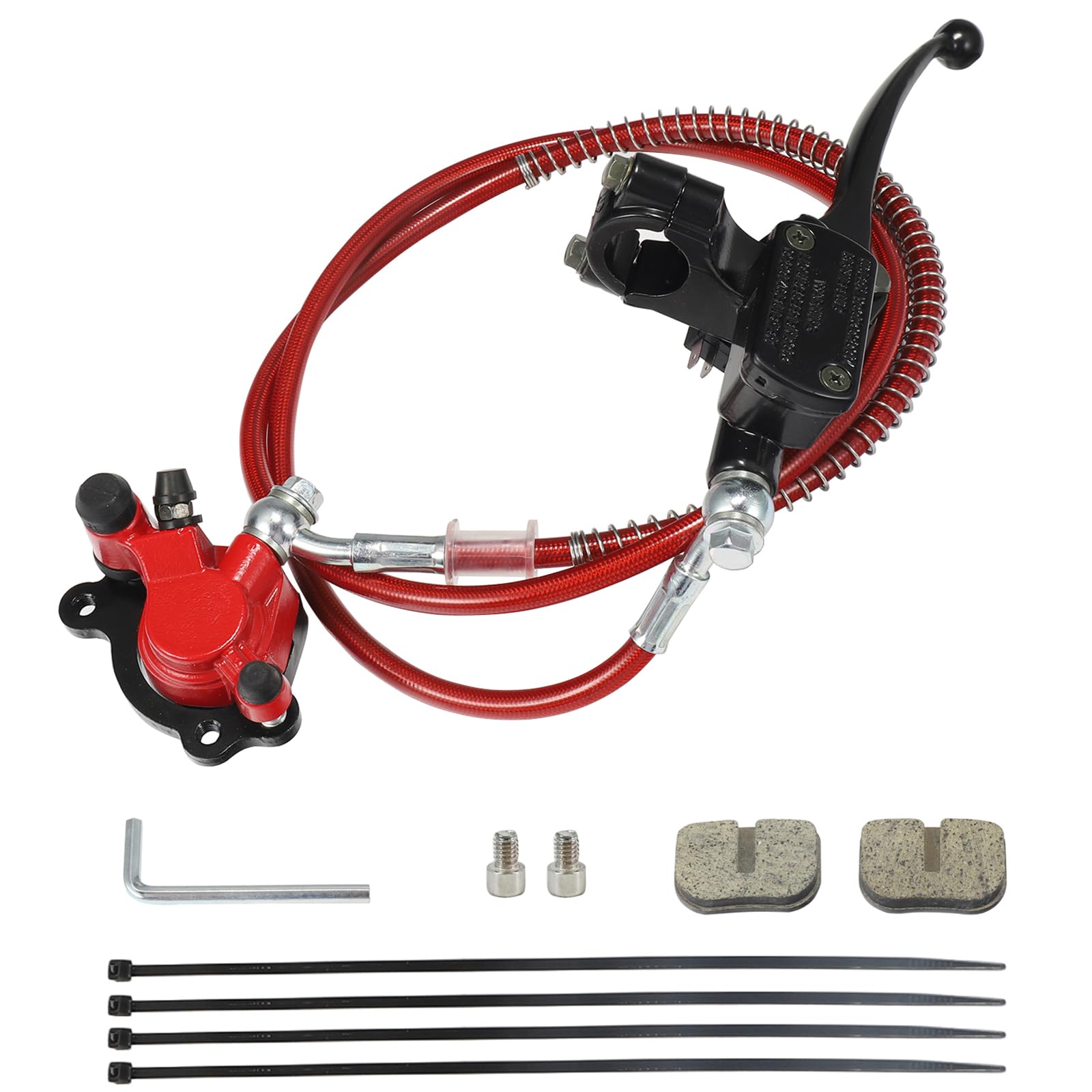 Hydraulic Brake System Kit With 50 Inch Hose Tube,Brake Pads,Brake Caliper Compatible With Baja Doodle Bug Db30R Mini Bike 212Cc