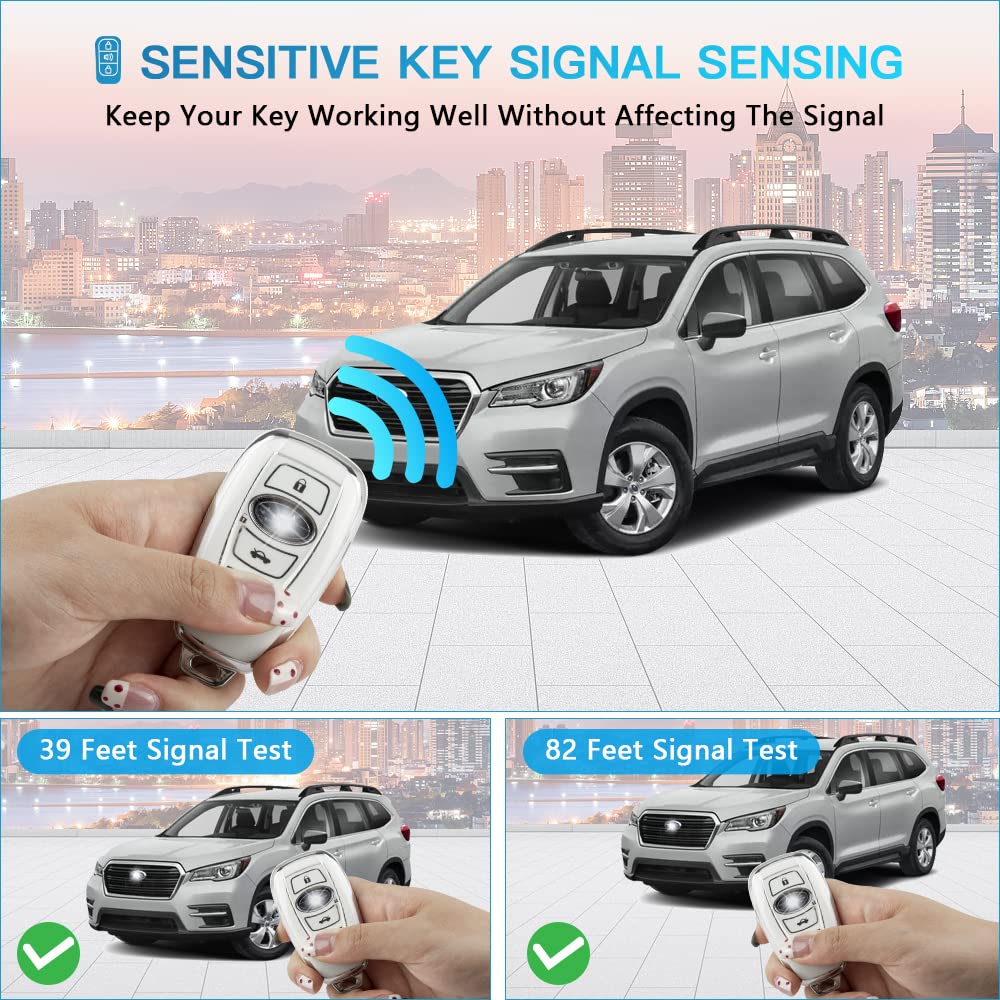 For Subaru Key Fob Cover Accessories Outback Crosstrek Forester Wrx Impreza Brz Legacy Ascent Car Remote Case Shell Protector 4 Button White Silver Tpu