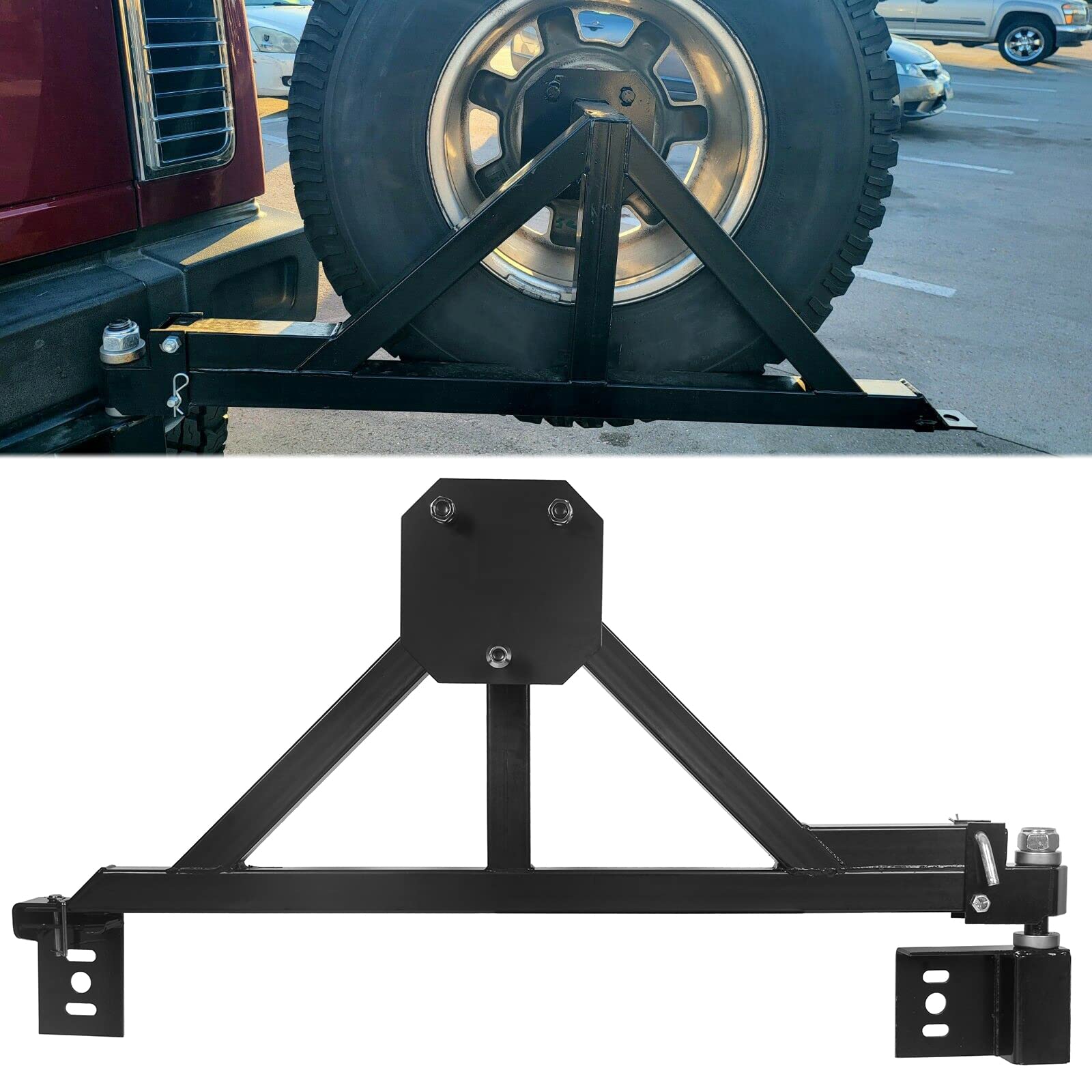 ECOTRIC Tire Carrier Mount Compatible with All Hummer H2 w/Drop Down Option Black, Heavy Duty
