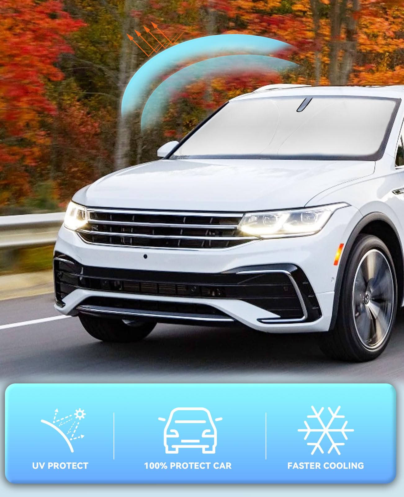 Windshield Sun Shade Car Sunshade For 2018-2023 Volkswagen Vw Tiguan Accessories Windshield Sun Visor Cover For Vw Tiguan Foldab