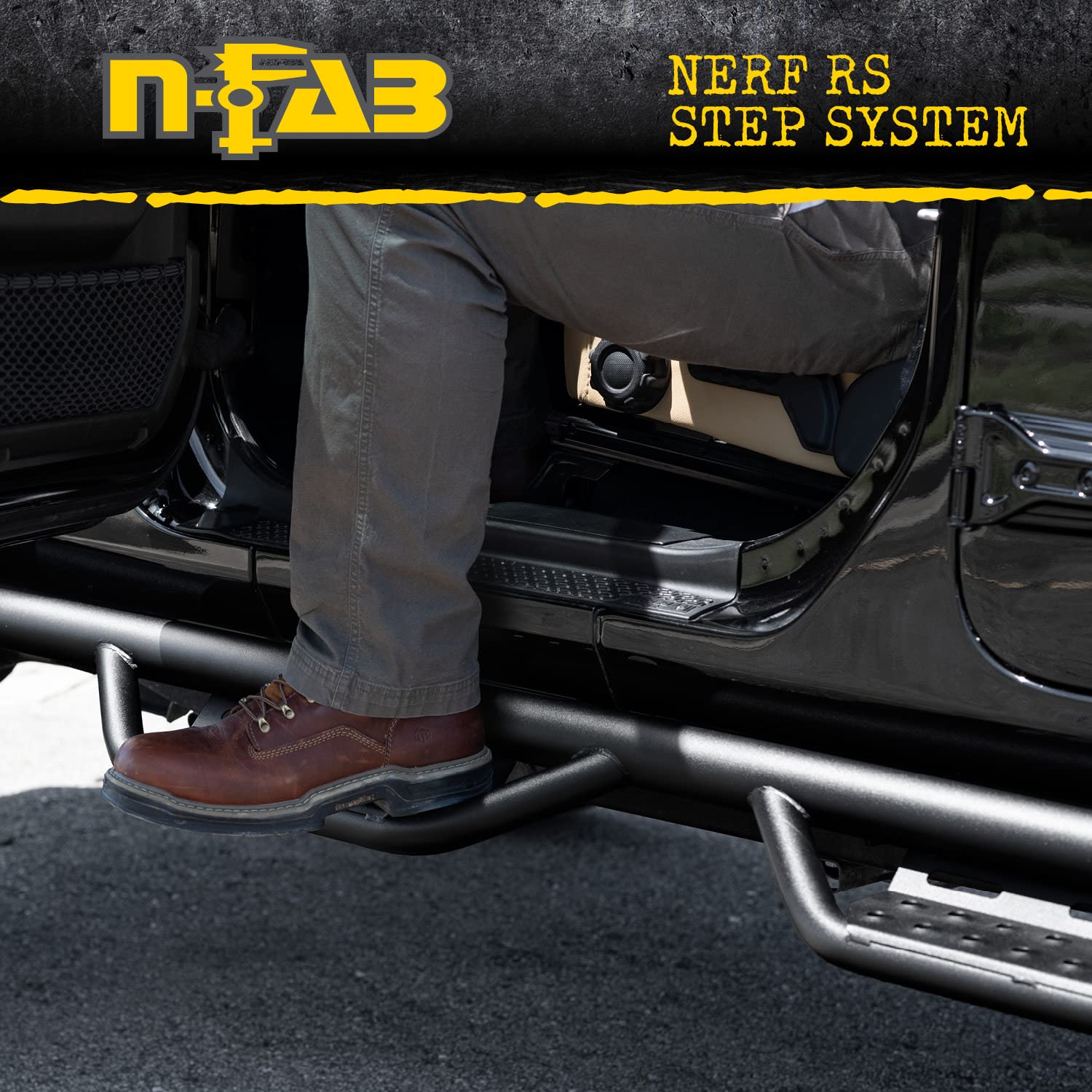 Realtruck Nerf Rs Steps For Toyota Tundra | Cab Length, Steel, Textured Black | 707418612 | Fits 2007-2021 Toyota Tundra Crewmax