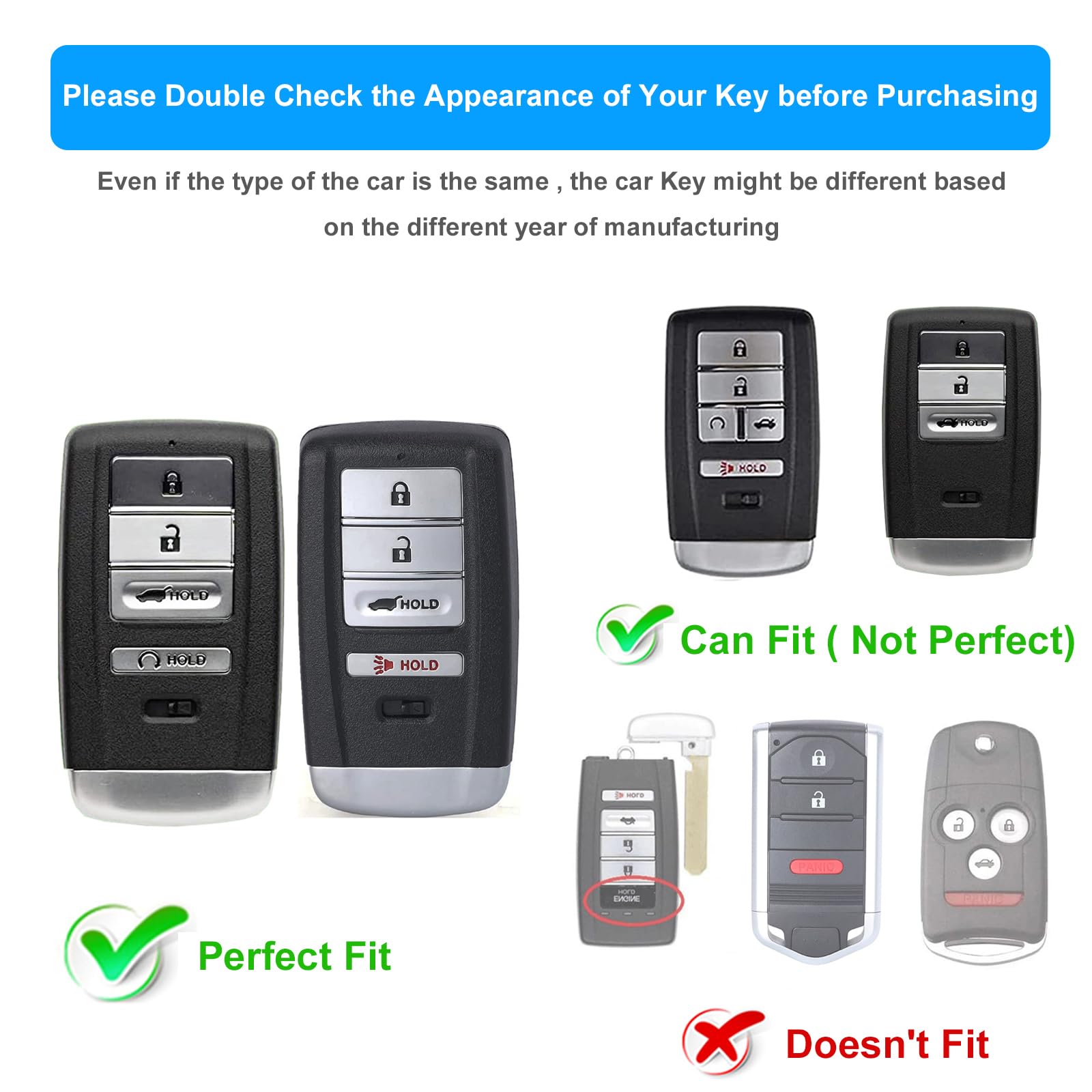 Koaudb Car Key Fob Cover for ACU-ra CDX RDX RLX TLX TLX-L ILX NSX 4 Buttons TPU Soft Smart Car Key Shell Case White Key Protecto