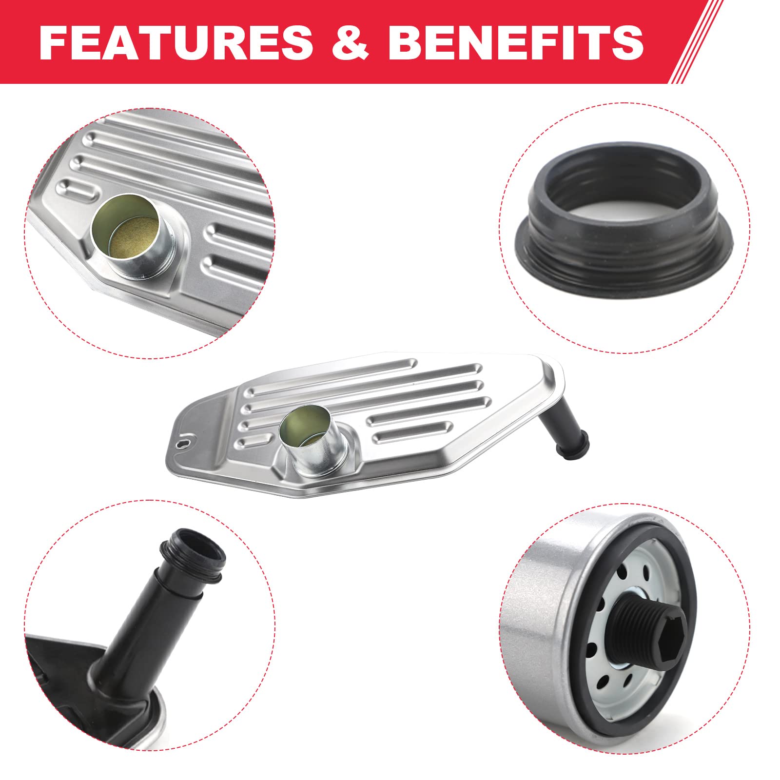 Transmission Oil Filter Kit Fits for 1999-UP Dodge Ram J-eep Chrysler 45RFE 545RFE 65RFE 66RFE 68RFE Transmission 4WD 4X4 Filter