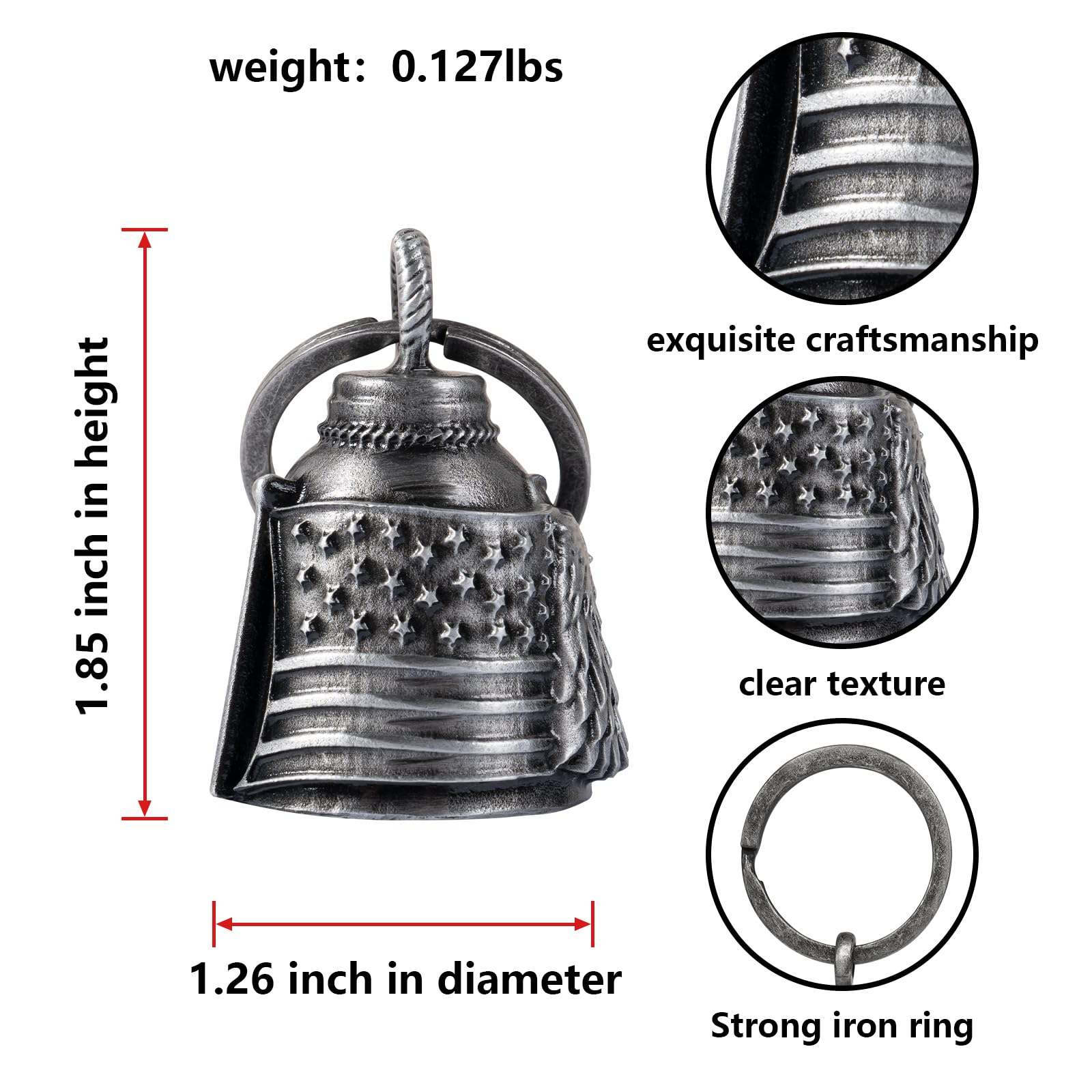 Motorcycle Bells for Biker Good Luck Riding Bells Guardian Biker Bells with Hanger Motorcycle Accessory or Keychain for Luck (US