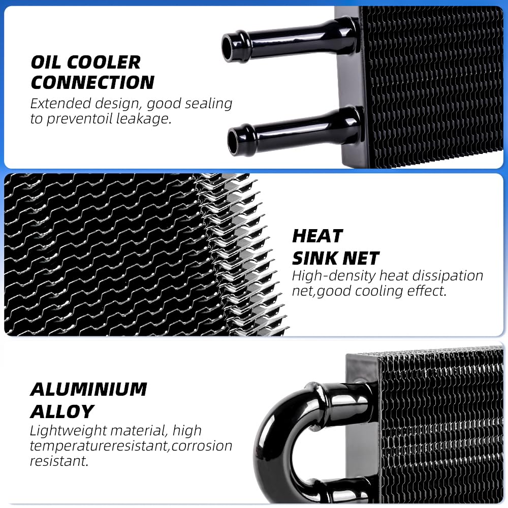 Bartoo Universal 5/16'' Transmission Oil Cooler Kit, Aluminium Alloy 2 Pass Tube And Fin Oil Cooler Kit (Black)