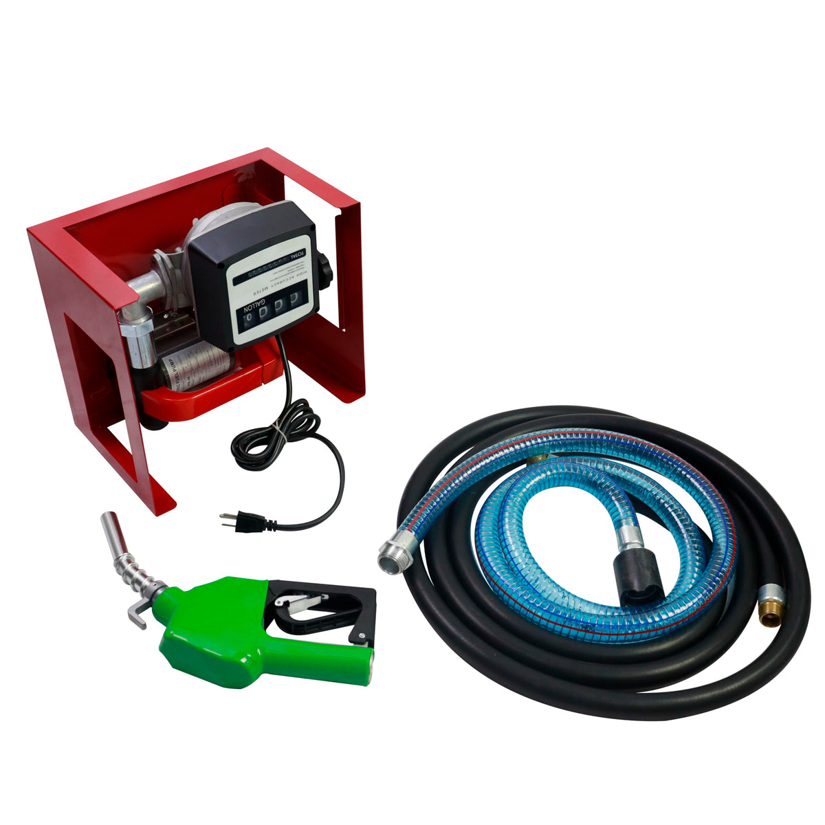 ??????4 NEW 110V Fuel Transfer Pump,Diesel Transfer Pump with Filter,Mechanical Meter,Fuel Transfer Hose and Auto Fuel Nozzle fo