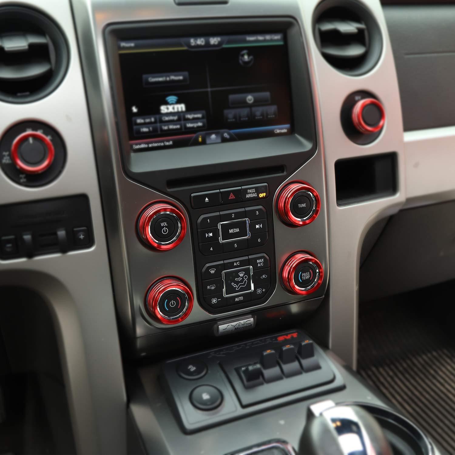 Voodonala For Ford F150 Air Conditioner Switch Cd Button Knob For F150 2013 2014(Aluminum Alloy Red)