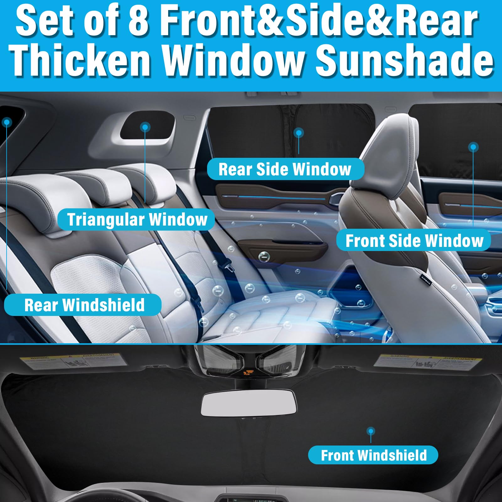 Kmf Windshield Sun Shade Replacement For Tesla Model Y Accessories 2020-2024, Side Window Sun Shade Cover Sun Visor Shield Cover