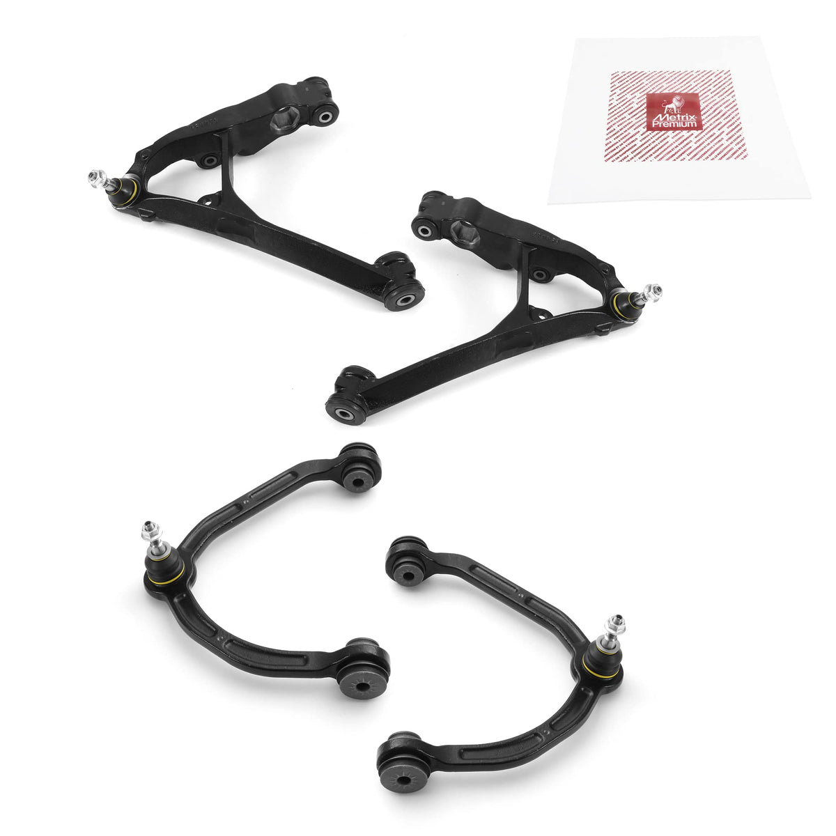 Metrix Premium Chassis Parts - 4 Pc Front Lower & Front Upper Control Arm Kit Fits 2003-2005 Chevrolet Express 2500 Awd, Replace