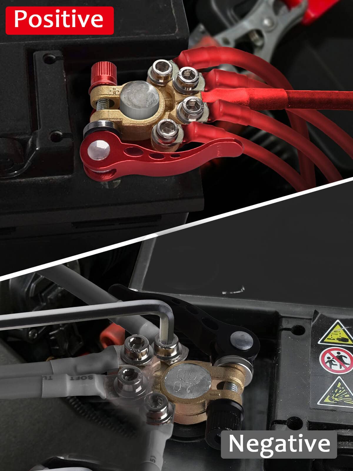 Sunmorn Battery Terminal Connectors, Multiple Battery Terminals, Quick Disconnect Quick Release Heavy Duty Car Marine Top Post C