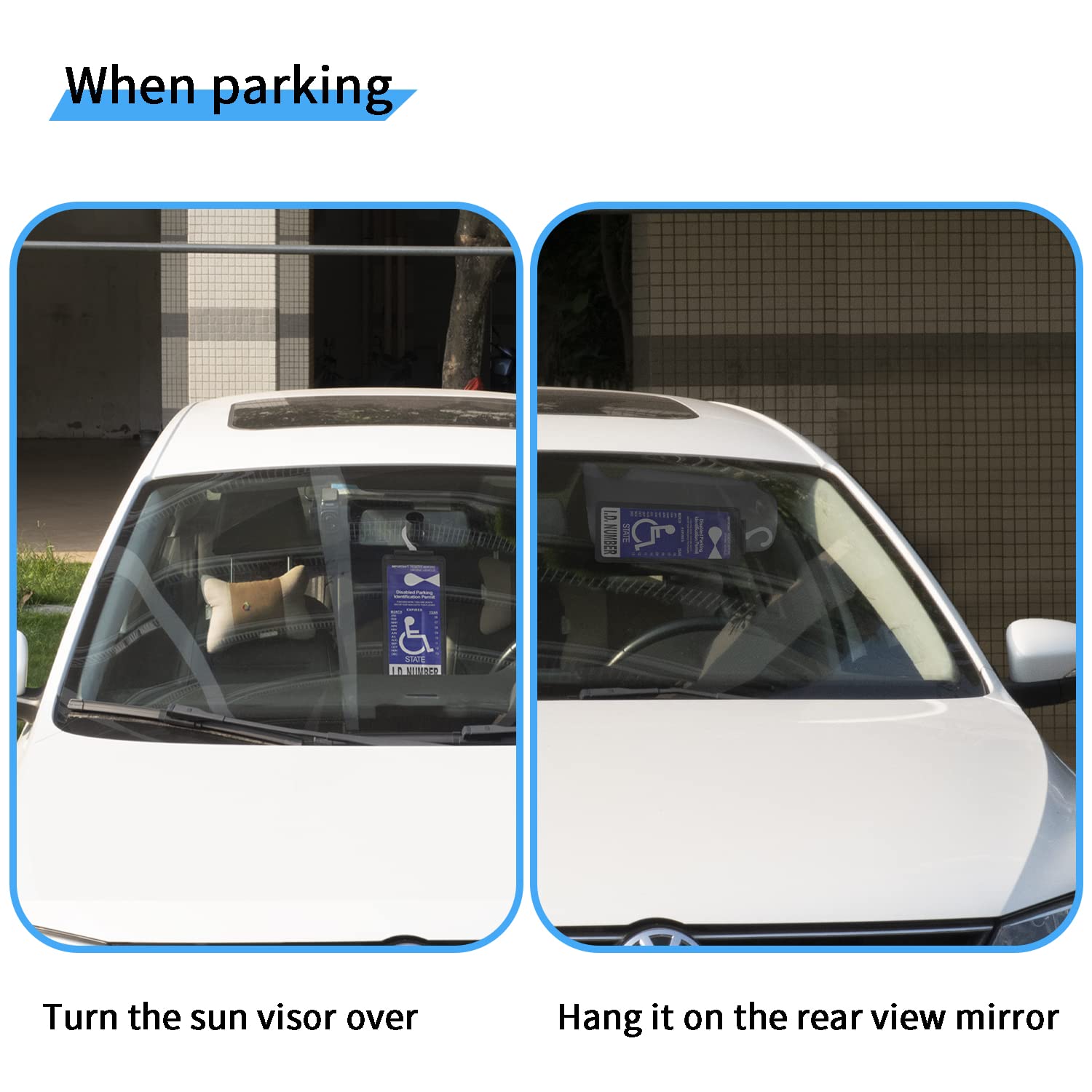 Yuoyar Portable Handicap Placard Holder For Auto - Ultra Transparent Handicapped Placard Holder Protector Hanger Sleeve - Placar