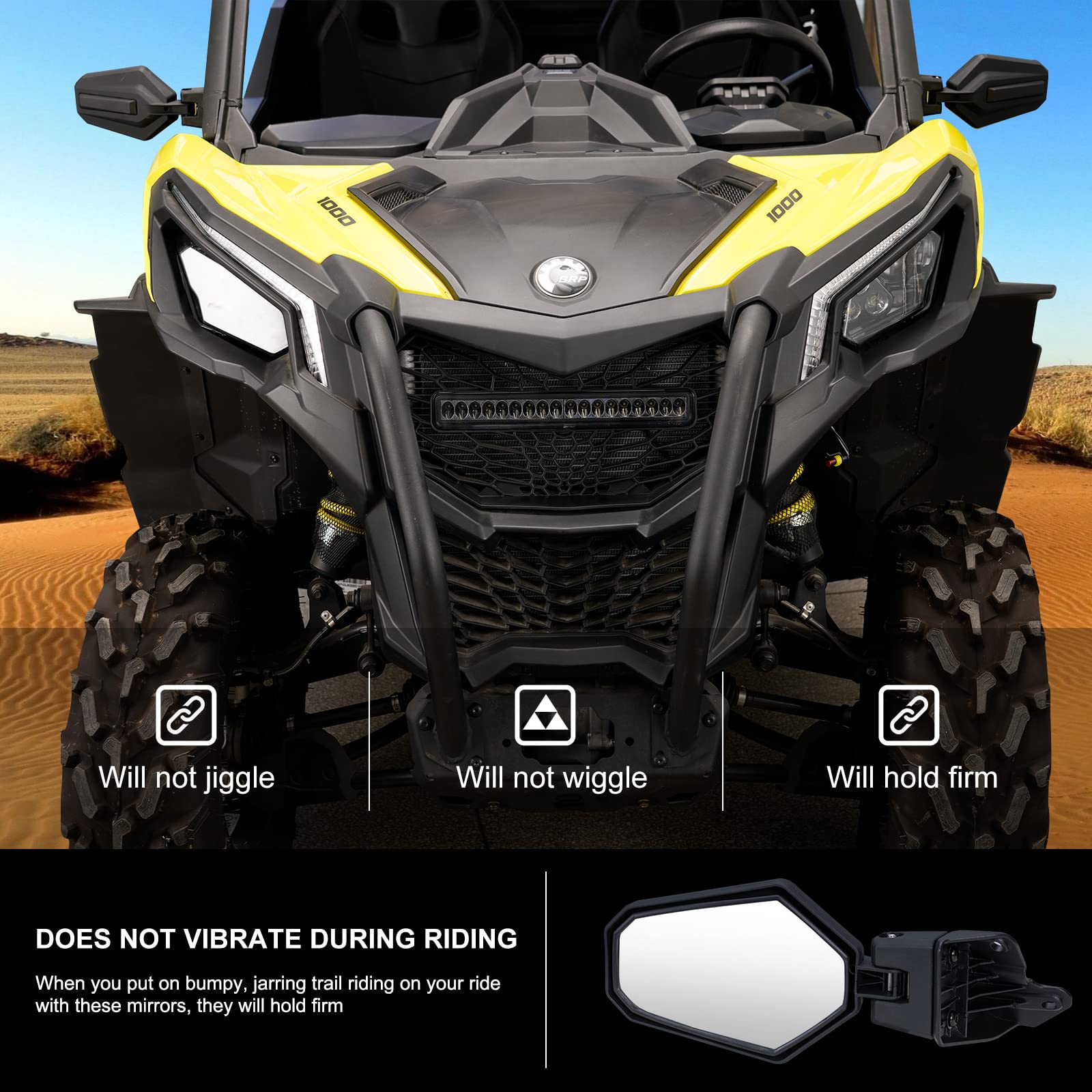 Kiwi Master Side Mirrors Compatible For 2021-2024 Can-Am Commander, 2018-2024 Can-Am Maverick Sport/Trail Accessories Adjustable Folding Rear View Racing Mirror 715003639