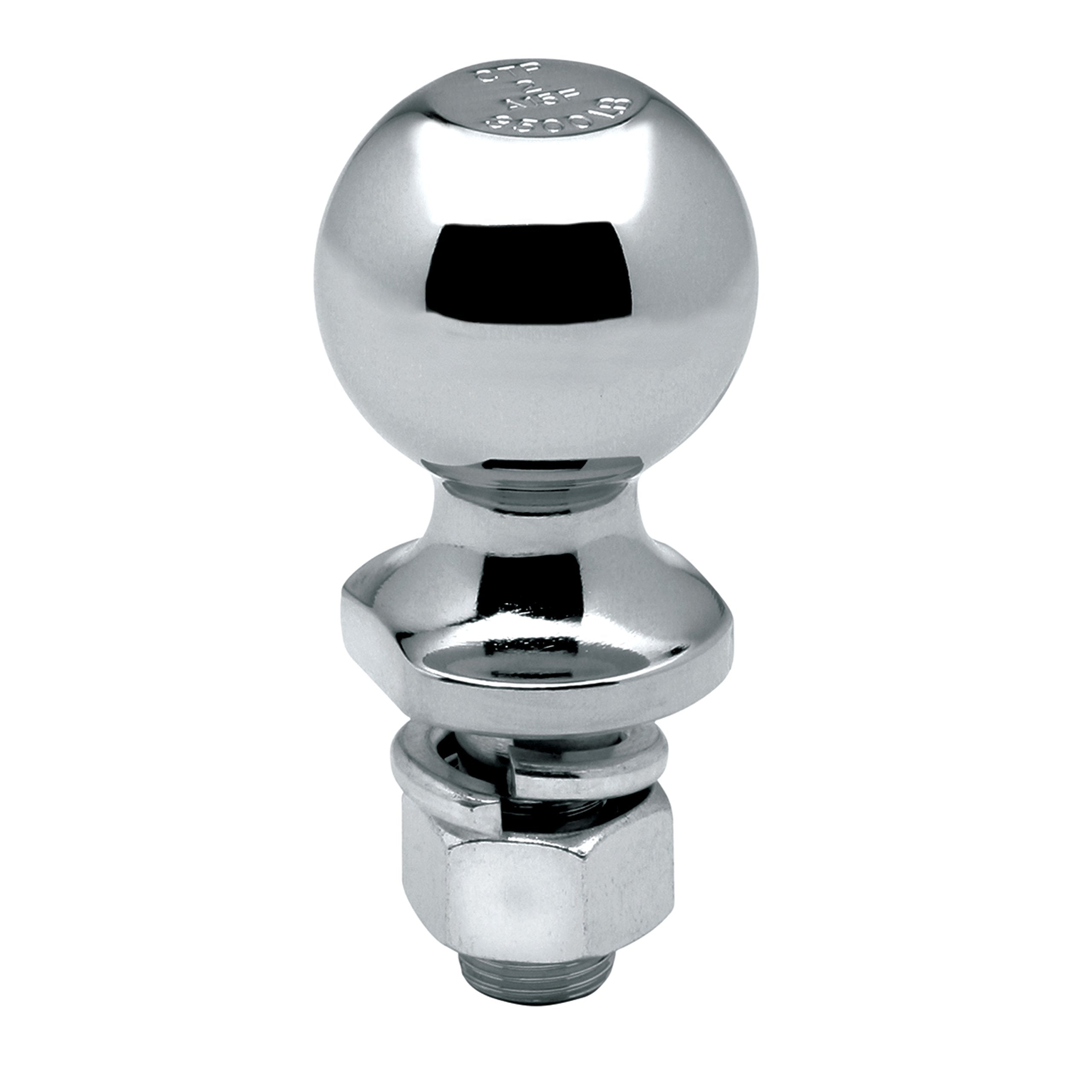 Draw-Tite 63889 Trailer Hitch Ball, 2 in. Diameter, 3,500 lbs. Capacity, 3/4 in. Shank Dia, 2-3/8 in. Shank Length, Chrome