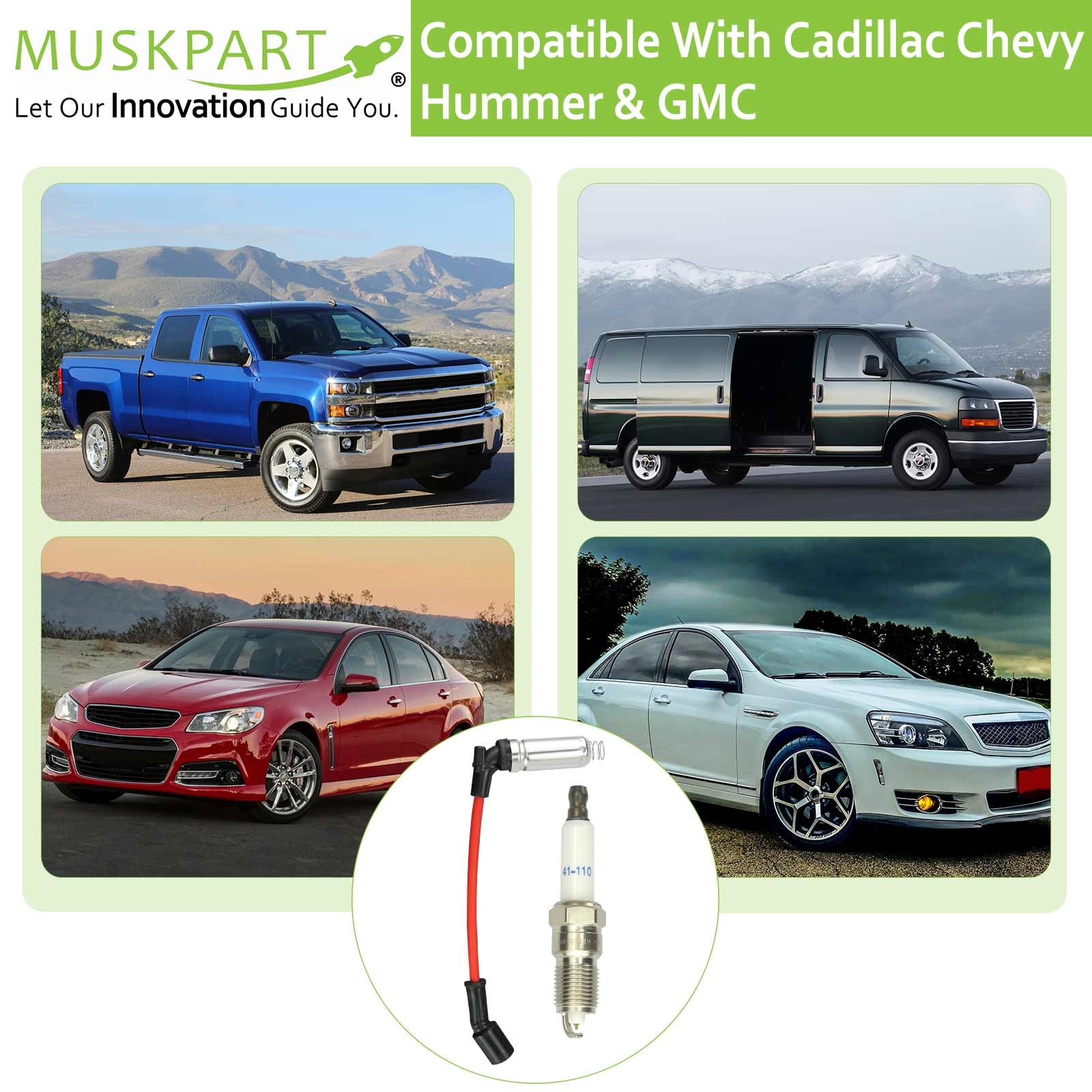 Iridium Spark Plug 41-110 Spark Plug Wires M8-48322 For Chey Silverdo 2500 3500 Subrban 3500 Hd Sierra 1500 2500 3500Hd Cadllac Yukon 1500 2500 Ls2 Ls3 Ls4 Ls7 4.3 4.8 5.3 5.7 6.0 6.2L V8