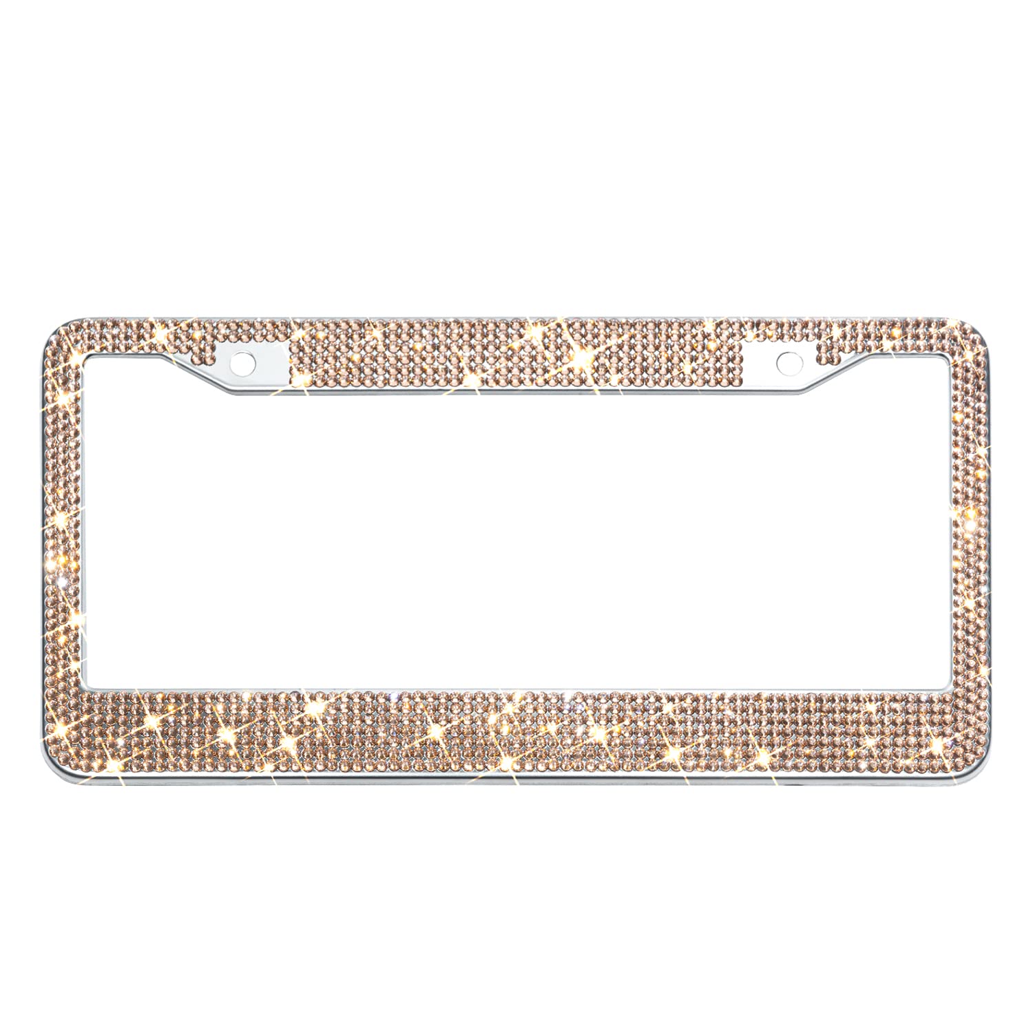 Bling License Plate Frame For Women, Sparkly Stainless Steel License Plate Frames| Over 1200 Pcs 14 Facets Bedazzled Clear Glass