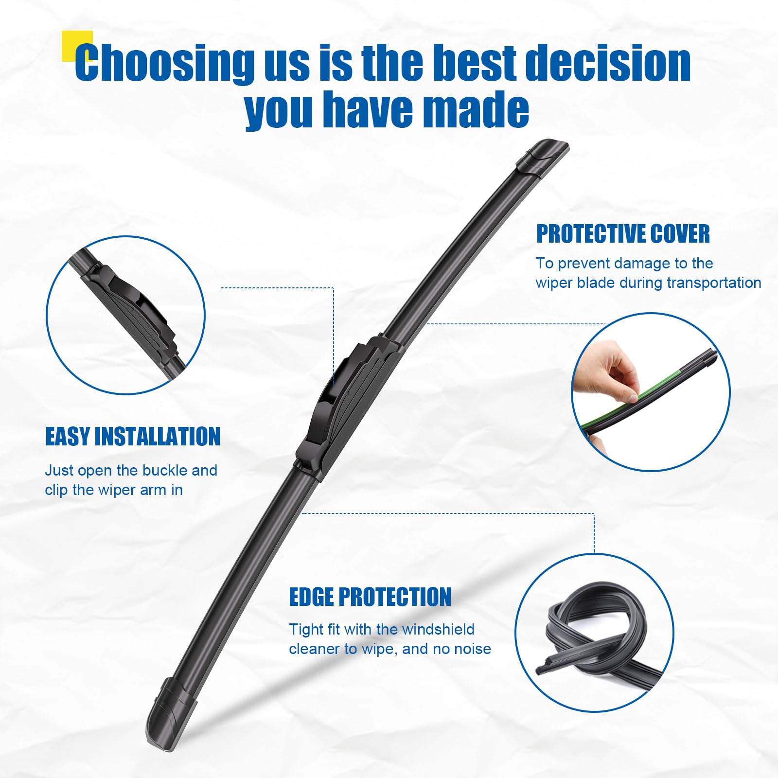 Hrsno 26''+18'' Wipers Replacement For Honda Civic 2021-2016 Hrv 2022-2016 Kia Sedona2021-2014 Nissan Murano 2023-2015 Toyota Ca