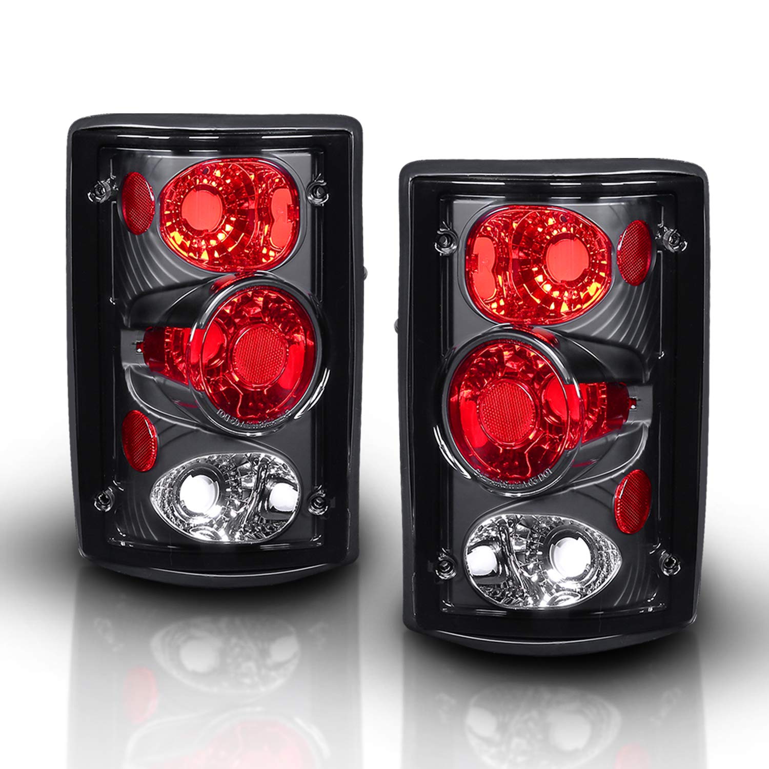 Amerilite Black Replacement Brake Tail Lights Set For Ford Excursion/Econoline Van - Passenger And Driver Side