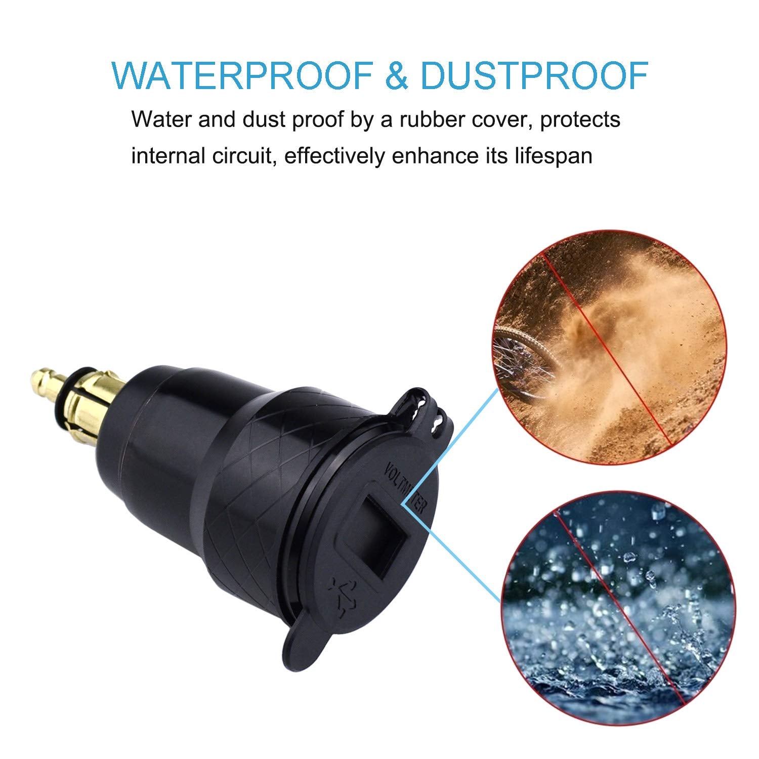 Cllena Din Hella Plug To Dual Quick Charge 3.0 Usb Charger Adapter With Led Voltmeter For Bmw Motorcycle (Green)