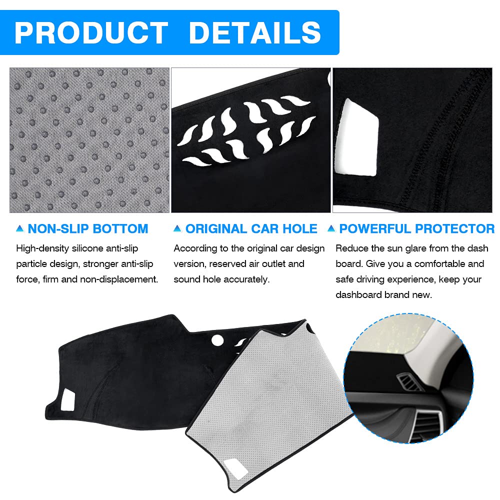 Autorder Dashboard Cover Mat For Kia Seltos 2021 2022 2023 2024 Accessories Dash Cover Flannel Dash Mat Sunshade Glare Uv Rays Protector