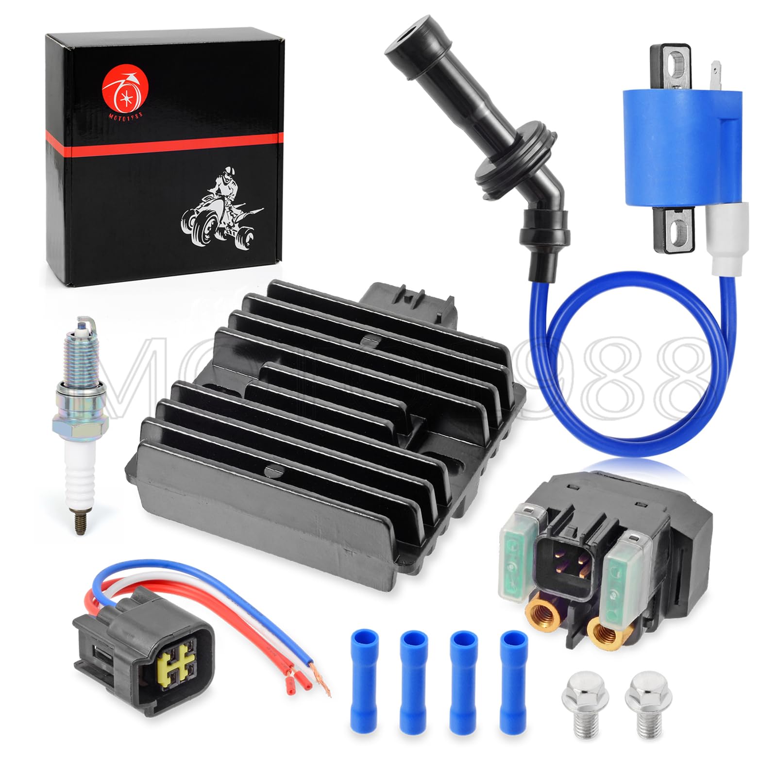 Ignition Coil Pack & Voltage Regulator Rectifier Starter Relay Spark Plugs For Yamaha Yxr660F Rhino 660 2004-2007