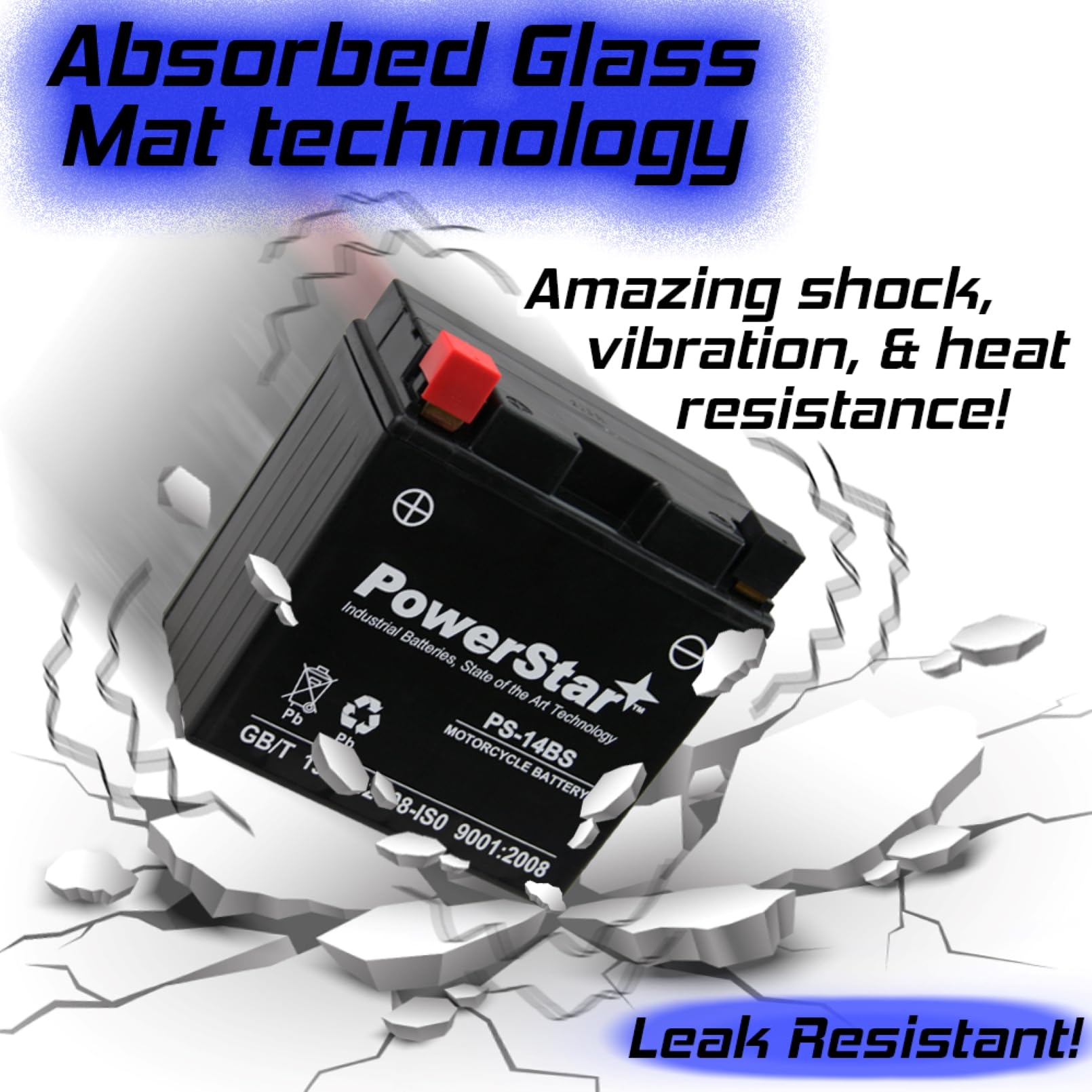Powersports Battery - Replaces: YTX14-BS, ETX14, ES14BS, GTX14-BS, UTX1