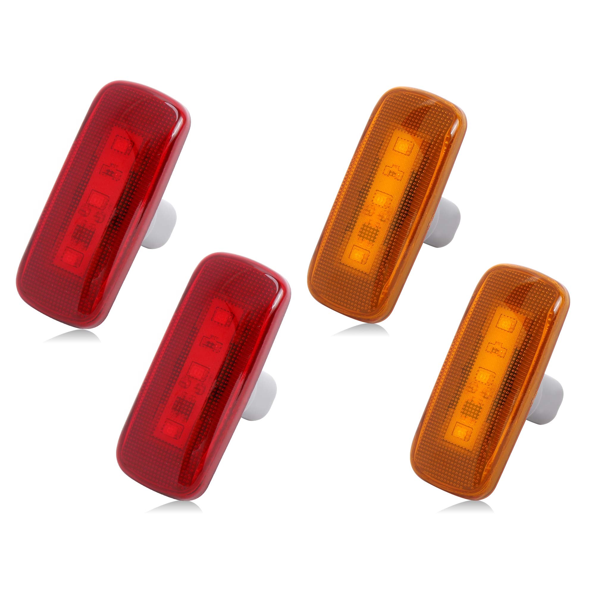 Husuku 4Pcs Dual Cab Bed Fender Led Side Marker Lights For 2010-2017 Dodge Ram 2500 3500 (2X Amber, 2X Red)